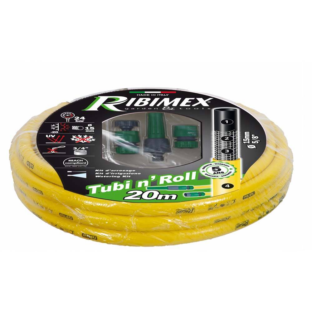 Ribimex - Kit arrosage tuyau antivrille 20m diam 15mm raccords et lance - Image 2
