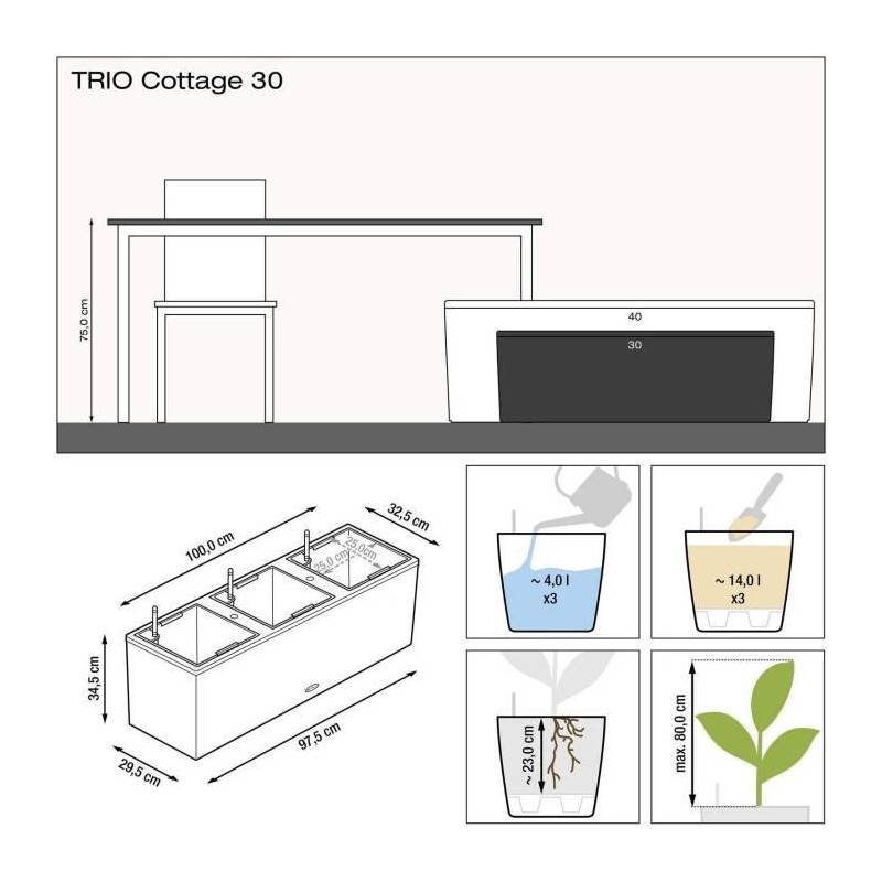 Lechuza - Pot De Fleur Lechuza Trio Cottage 30 - Kit Complet, Moka - Image 2