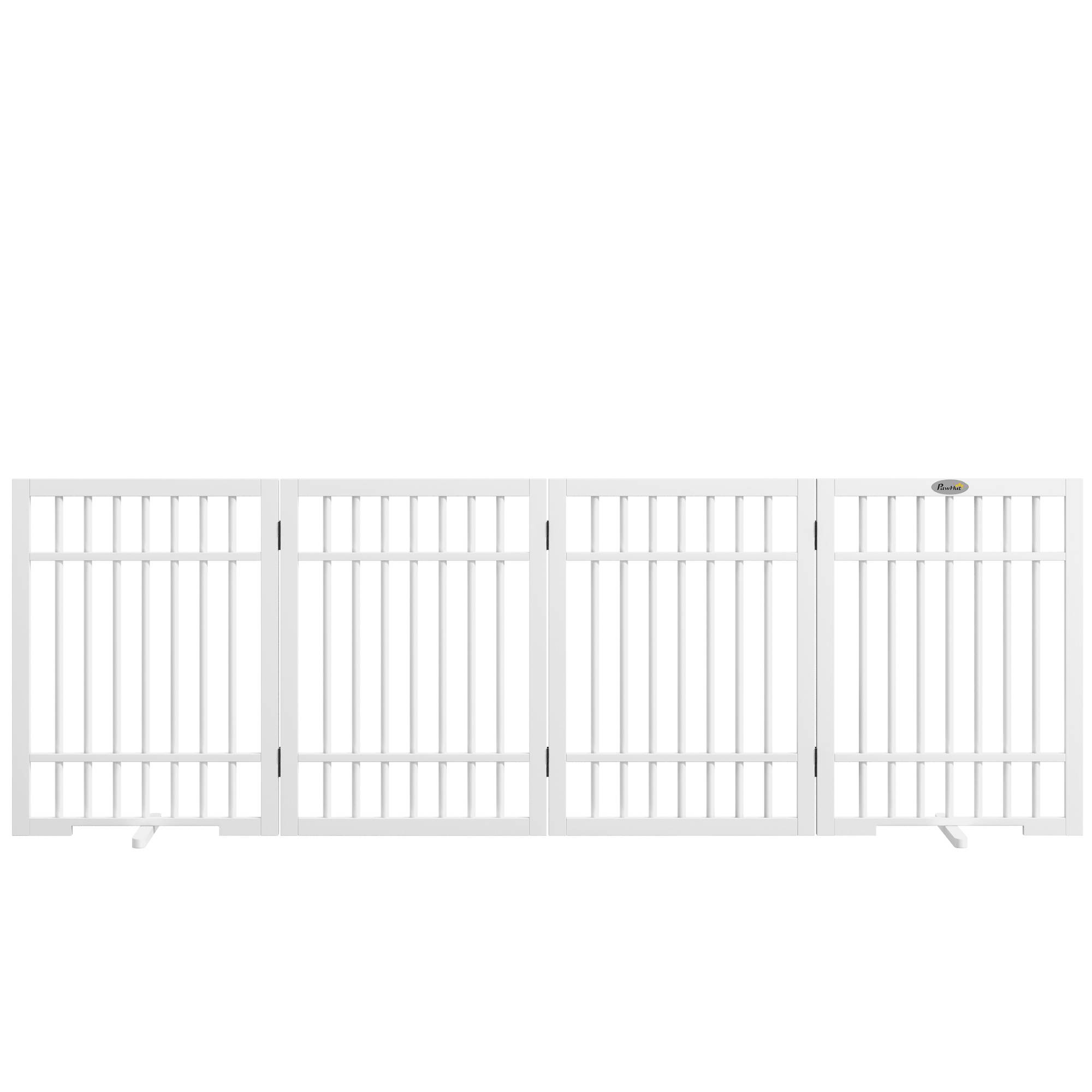 Barrière pour chien, pliable et antidérapante, pieds pivotants, cadre bois, 183x24,5x61 cm, blanc - Image 2