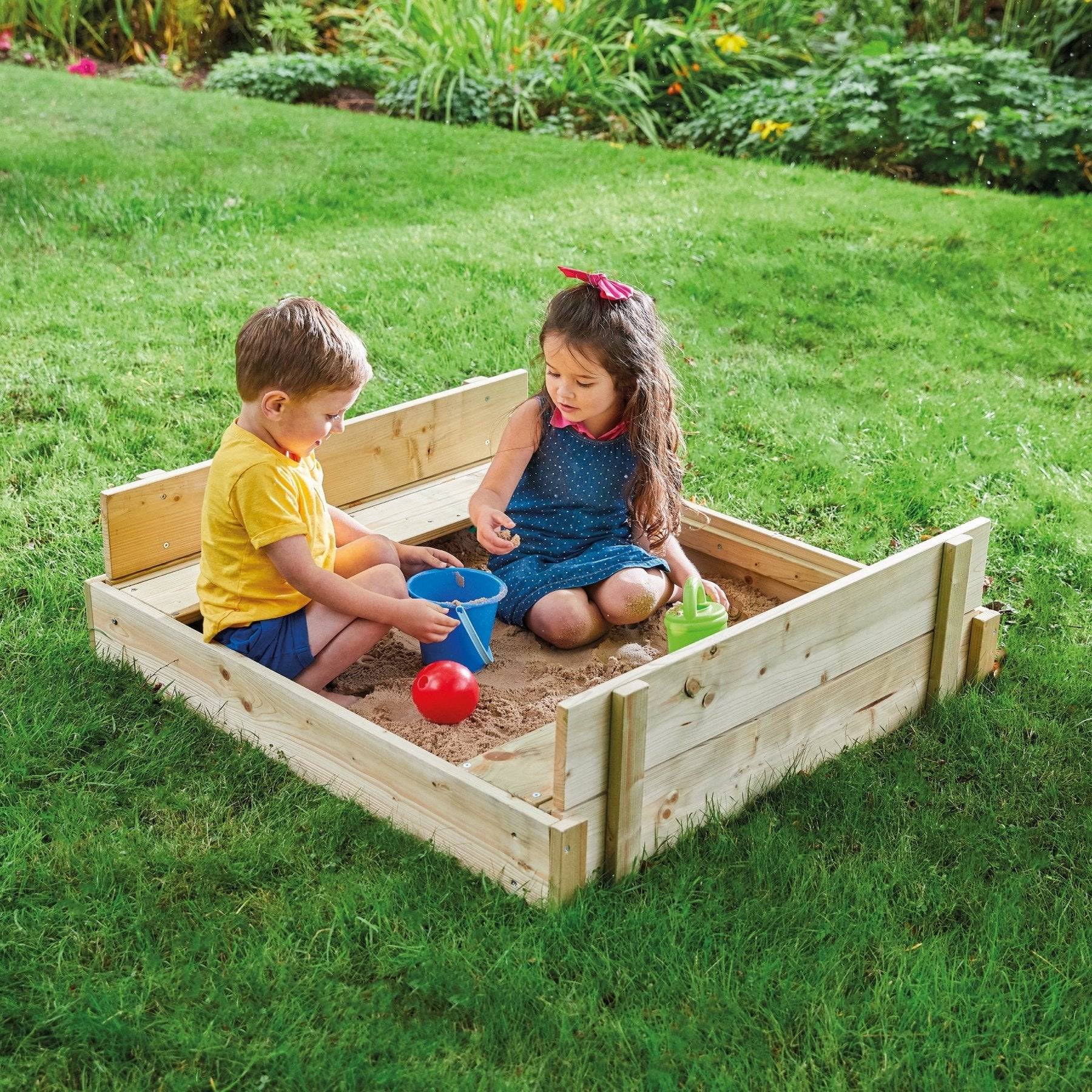 Bac à sable bois FSC® avec bancs intégrés - Image 1