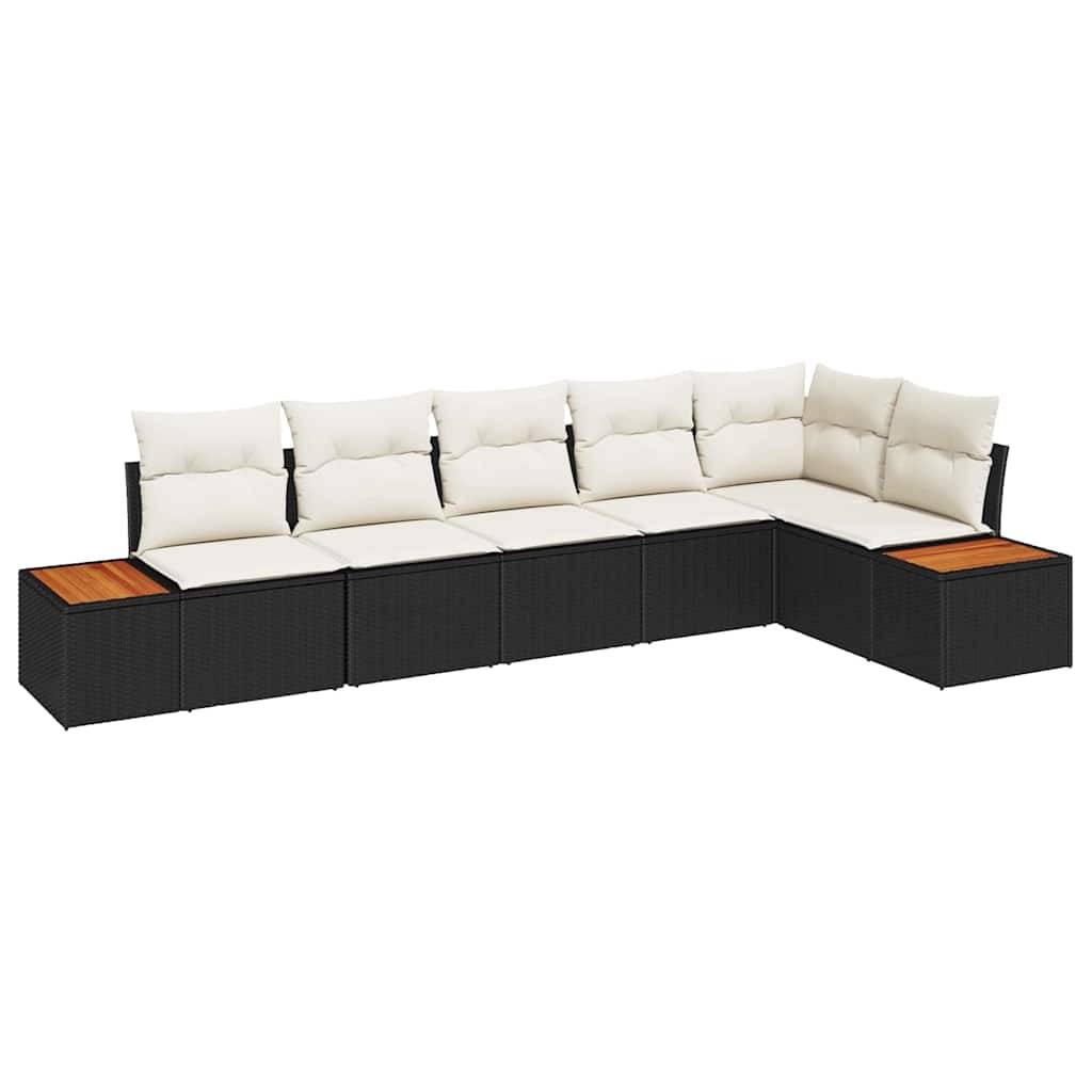 Salon de jardin 6 places en polyrotin avec canapé d'angle et coussins Noir – ComfortXL Outdoor Living - Image 2