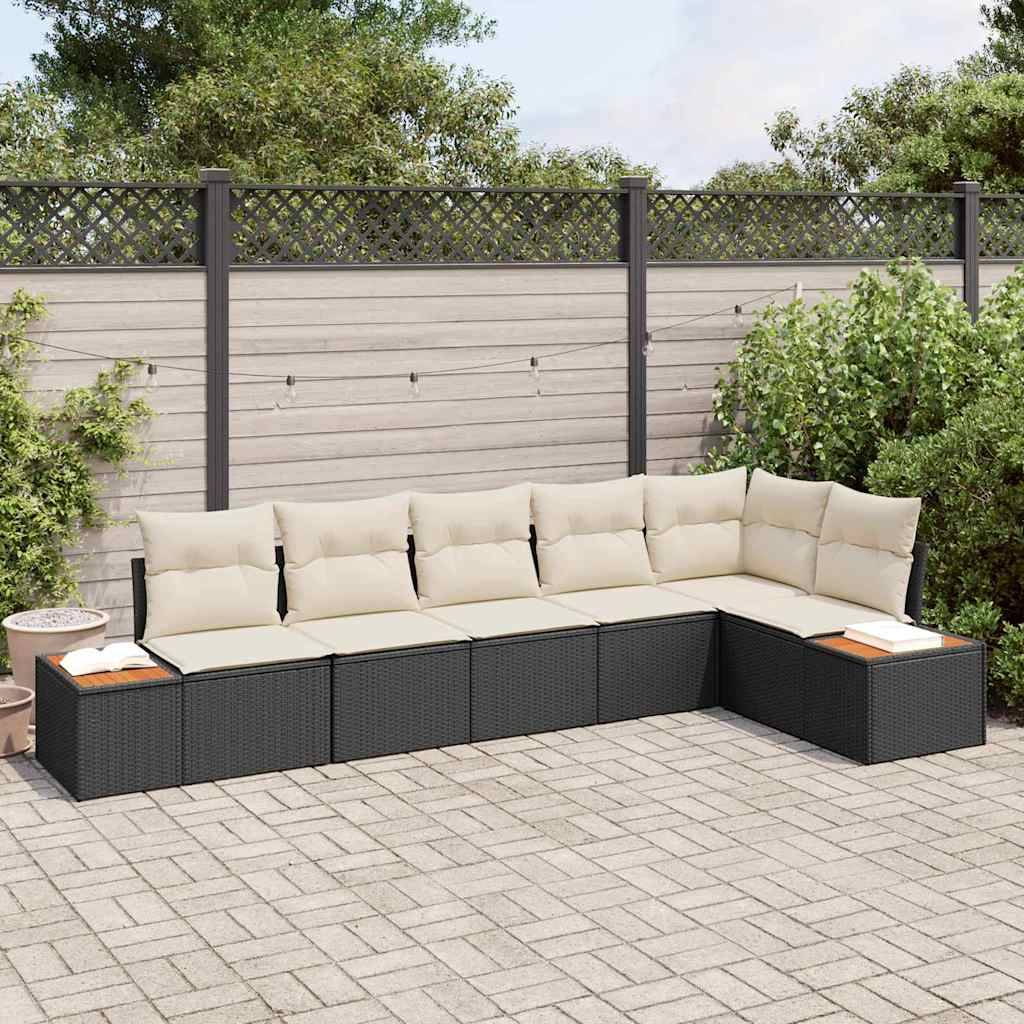 Salon de jardin 6 places en polyrotin avec canapé d'angle et coussins Noir – ComfortXL Outdoor Living - Image 1