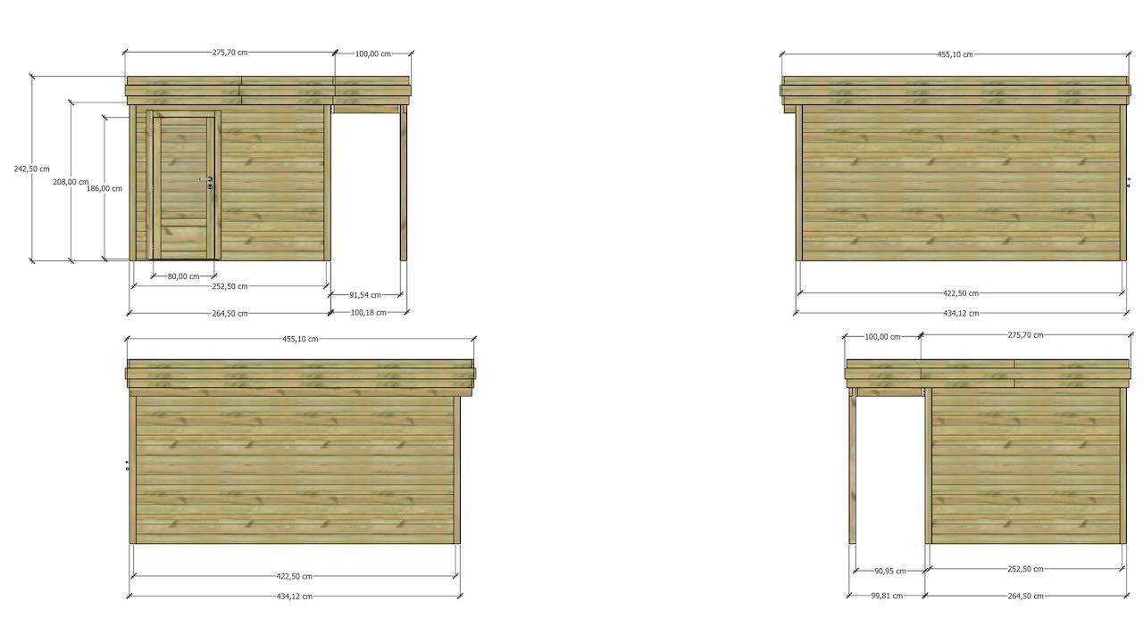 ABRI DE JARDIN bois  autoclave 27mm - 3,64x4,34m / 16m2 - Bac acier - Abri Français - Image 4
