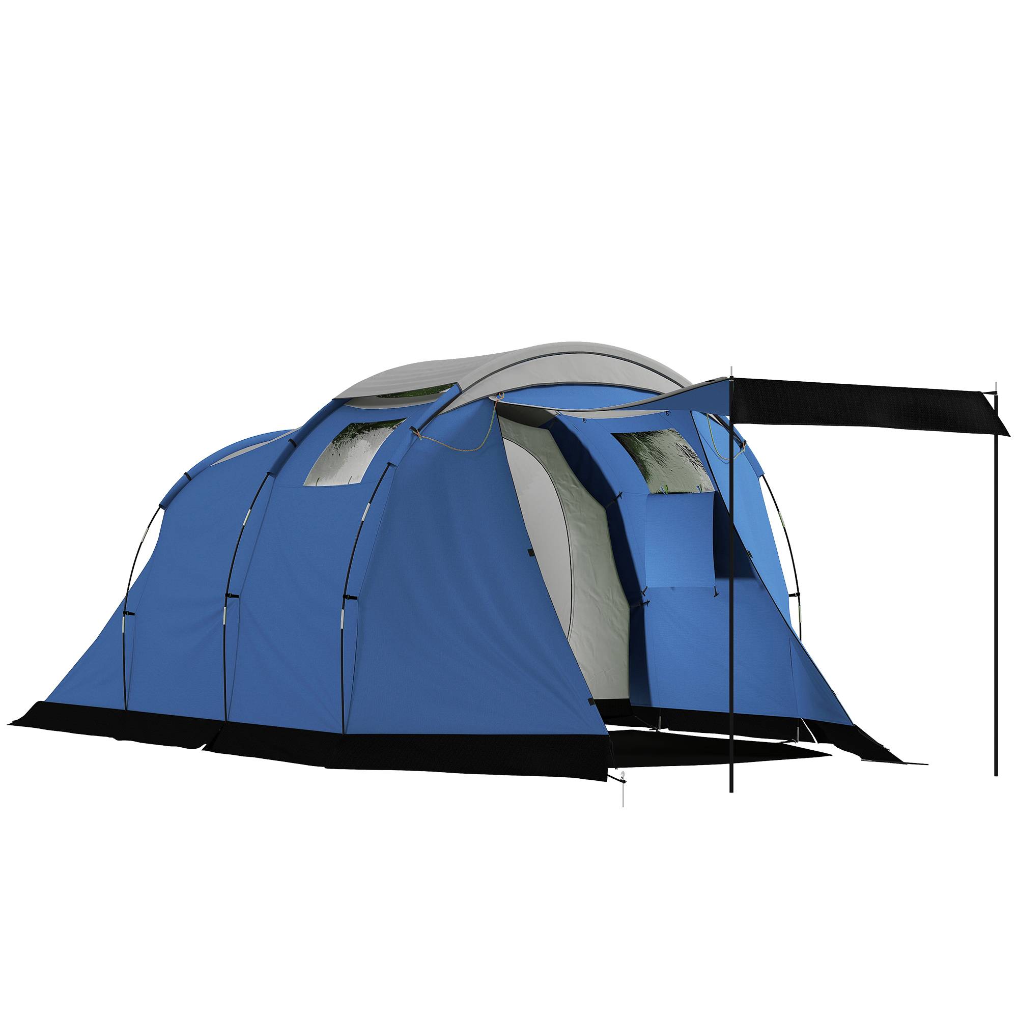 Tente tunnel 4 personnes imperméable 3000 mm double couche avec hauteur 190 cm bleu foncé familiale - Image 1