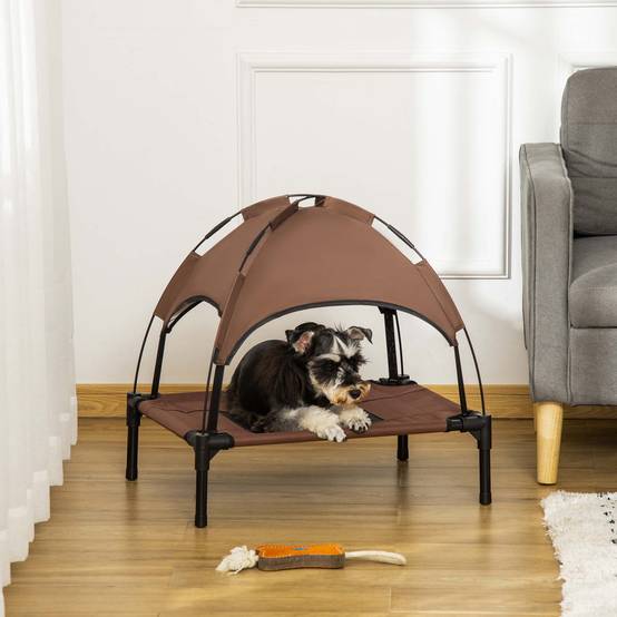 Lit pour chien métal et tissu marron et noir 61 x 46 x 62 cm - PANGIVO - Image 4