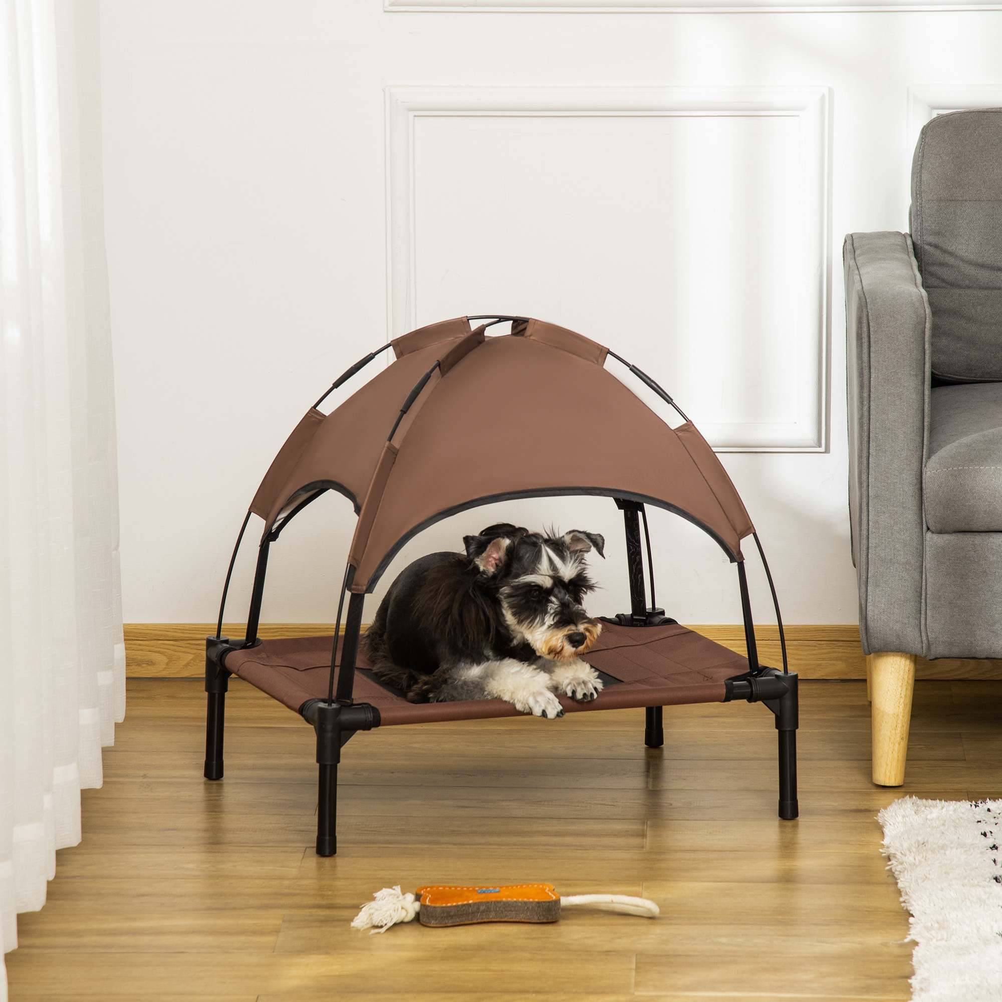 Lit pour chien métal et tissu marron et noir 61 x 46 x 62 cm - PANGIVO - Image 4