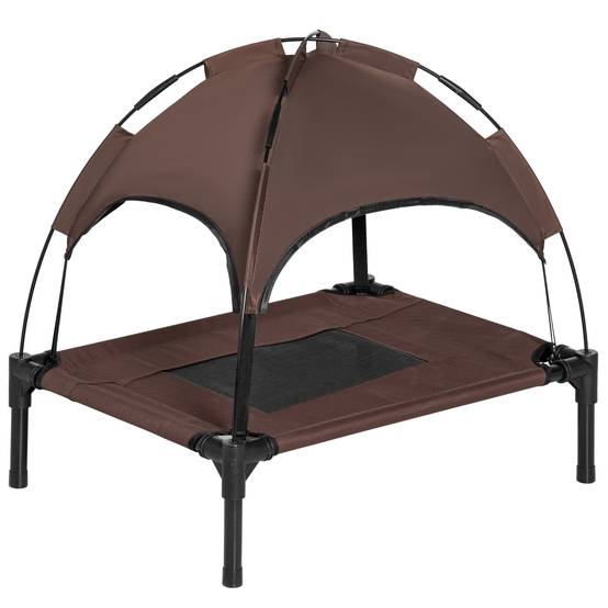 Lit pour chien métal et tissu marron et noir 61 x 46 x 62 cm - PANGIVO - Image 1