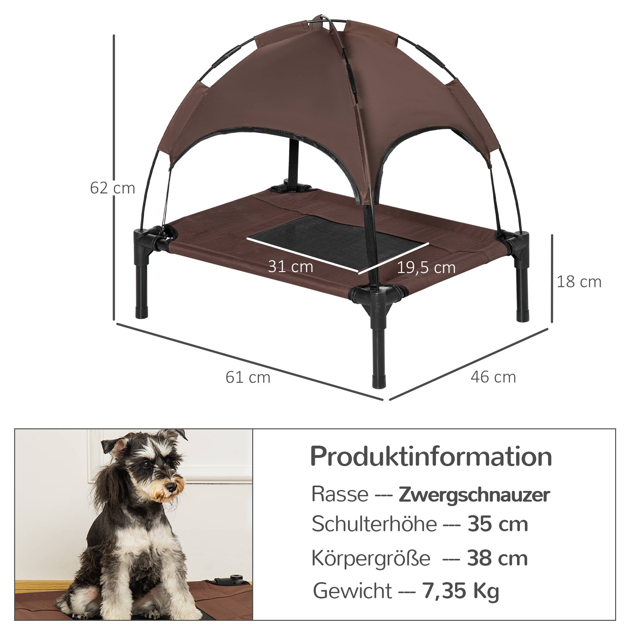 Lit pour chien métal et tissu marron et noir 61 x 46 x 62 cm - PANGIVO - Image 5