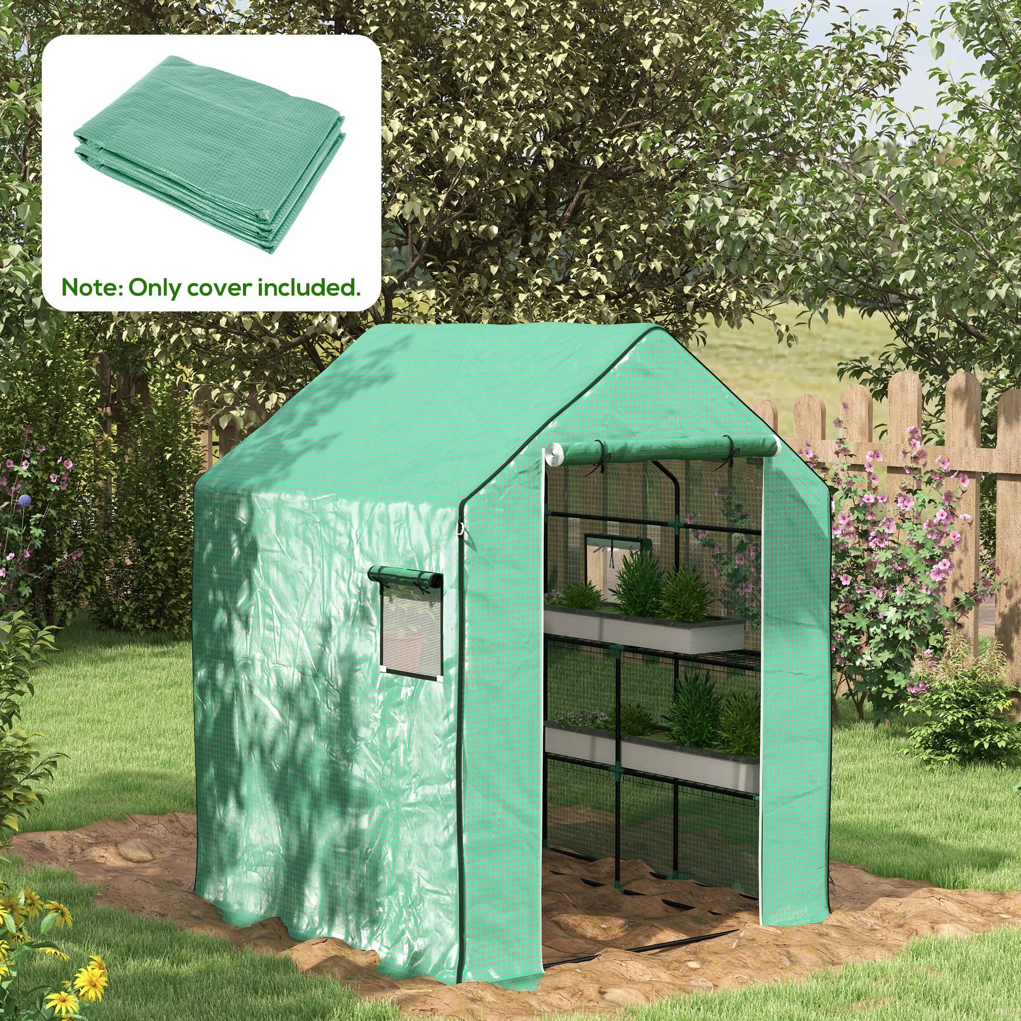 Sans Marque - Film de protection pour serre, bâche de remplacement, imperméable, pour fenêtres et portes enroulables, format 140 x 143 x 190 cm, vert - Image 3