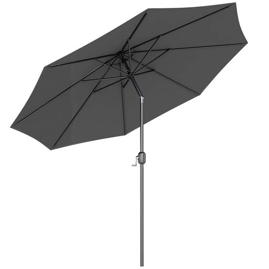 Parasol droit inclinable Métal Jardin terrasse Protection UV Ø2,95m Gris foncé - ComfortXL Outdoor Living - Image 1