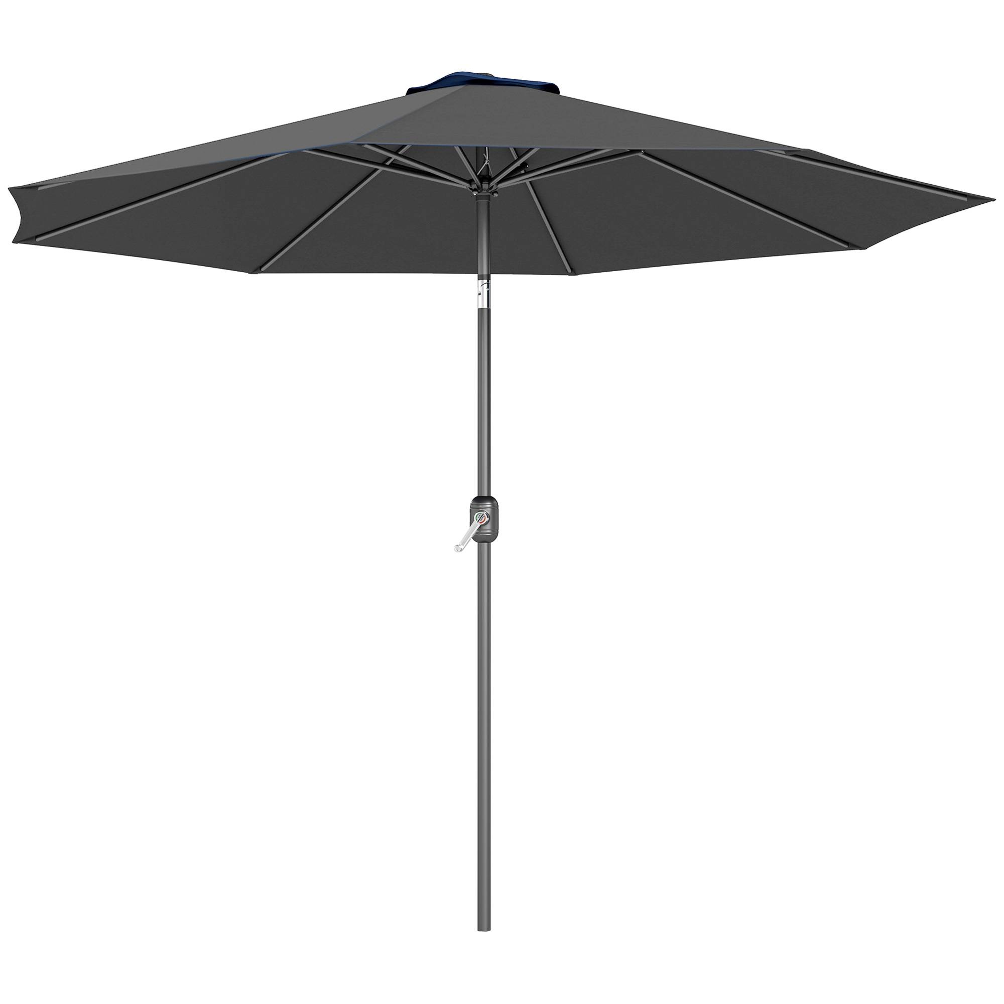Parasol droit inclinable Métal Jardin terrasse Protection UV Ø2,95m Gris foncé - ComfortXL Outdoor Living - Image 2