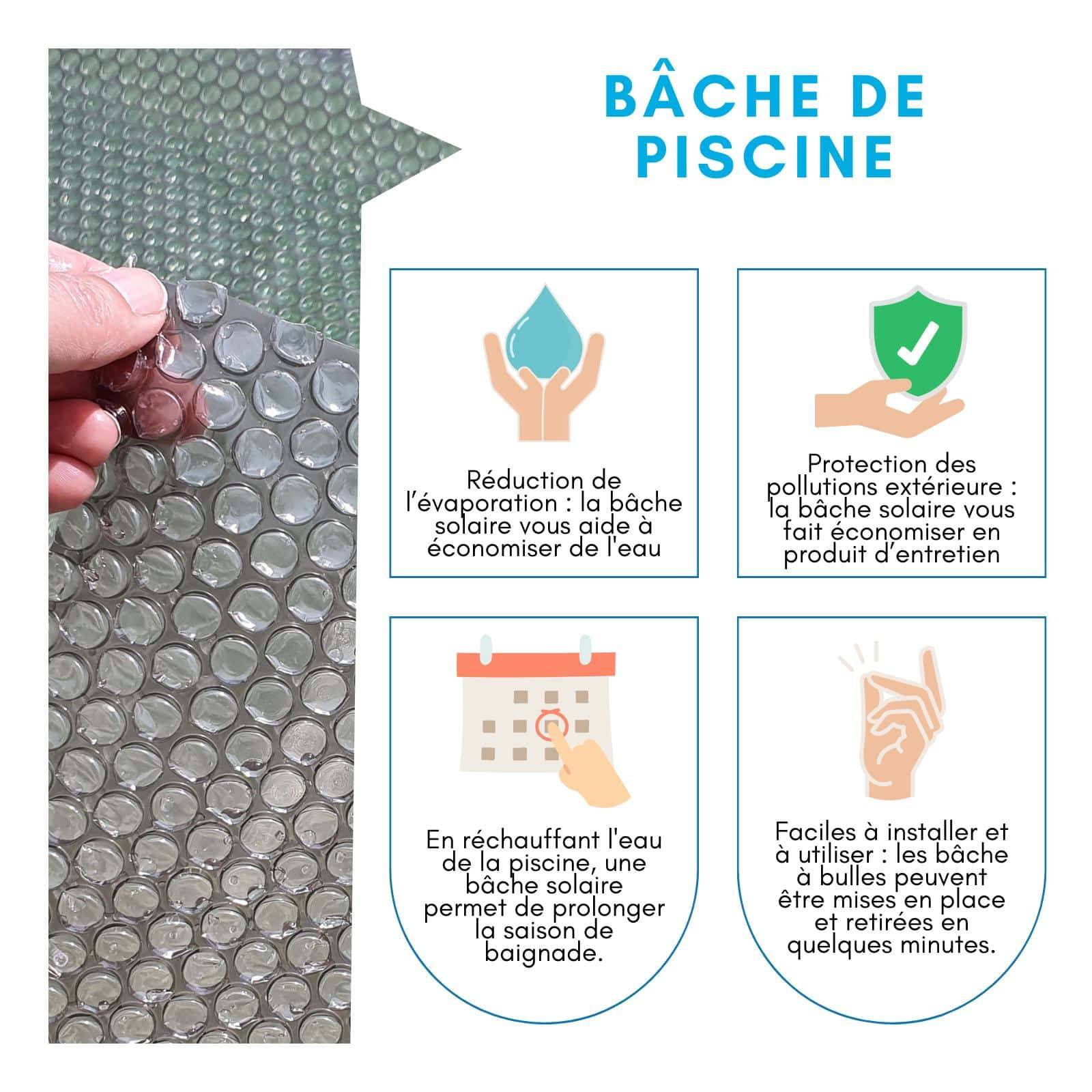 Bâche  Solaire Piscine Grise Rectangle 2.2x4.5m Epaisseur 215 Microns Edenea - Image 5