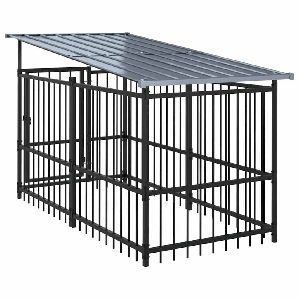 Vidaxl - Chenil d'extérieur avec toit pour chiens Acier 3,75 m² vidaXL 3124607 - Image 5