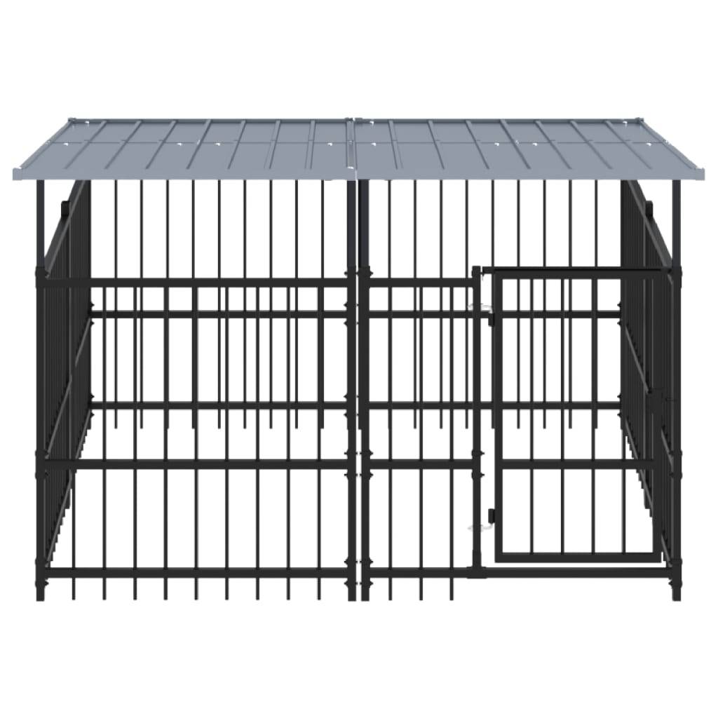 Vidaxl - Chenil d'extérieur avec toit pour chiens Acier 3,75 m² vidaXL 3124607 - Image 7