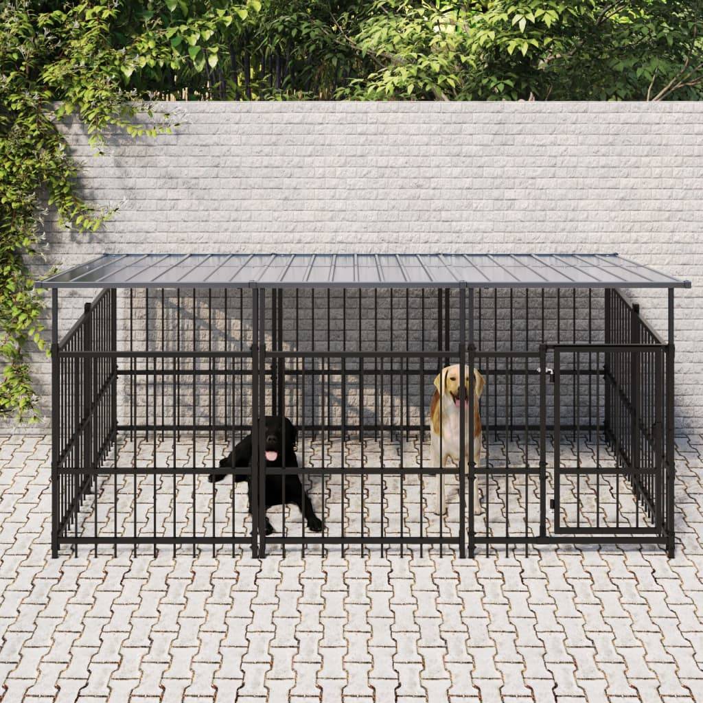 Vidaxl - Chenil d'extérieur avec toit pour chiens Acier 3,75 m² vidaXL 3124607 - Image 1