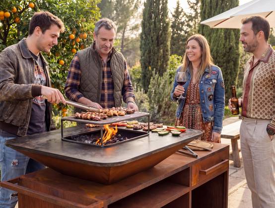 Purline - Barbecue charbon acier corten cuivré avec meuble EFP56RECT CO – Purline - Image 7
