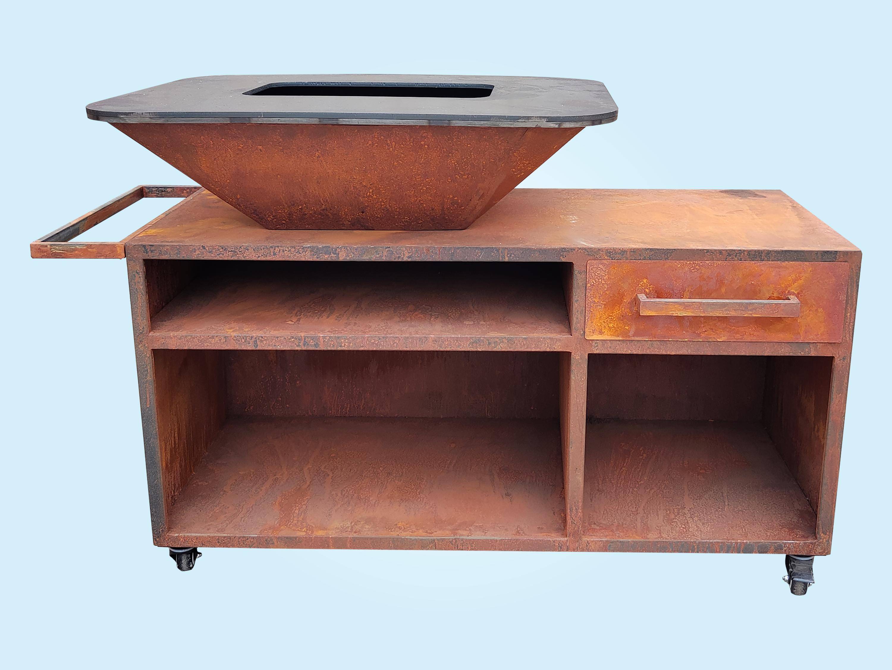 Purline - Barbecue charbon acier corten cuivré avec meuble EFP56RECT CO – Purline - Image 4