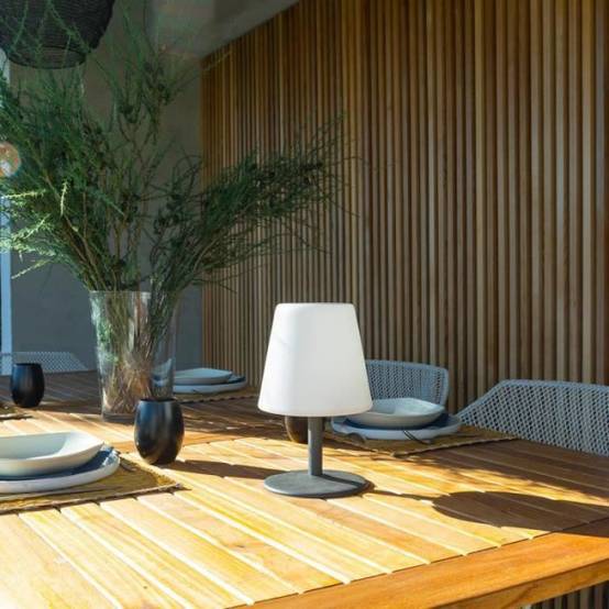 Lumisky - Lampe de table LED sans fil Standy Mini Rock - Lumisky - H 25 cm - Gris et blanc - Image 4