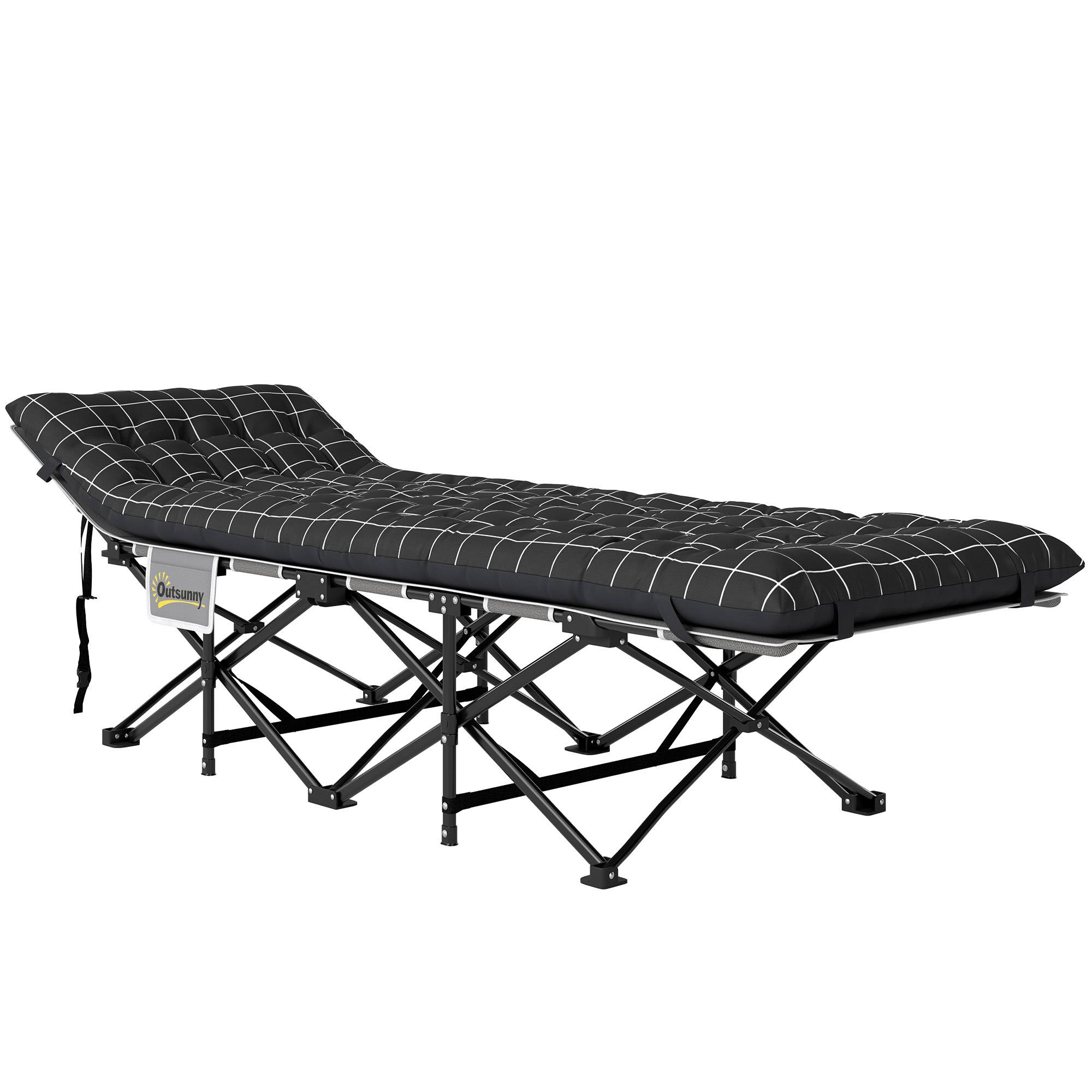 Sans Marque - Lit camping pliable, avec matelas, ergonomique, cadre métal, noir - Image 2