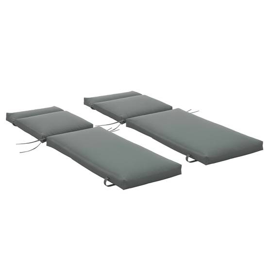 Lot de 2 Matelas pour Chaise Longue transat Bain de Soleil avec Sangles d'attache pour Jardin MATELAS UNIQUEMENT dim.196L x 55l cm Gris foncé - Image 1