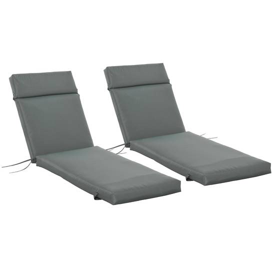 Lot de 2 Matelas pour Chaise Longue transat Bain de Soleil avec Sangles d'attache pour Jardin MATELAS UNIQUEMENT dim.196L x 55l cm Gris foncé - Image 2