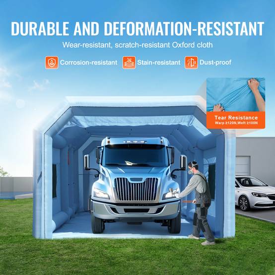 VEVOR Cabine peinture gonflable 9x4.8x3.6m, souffleurs 950+750W avec filtration, station de travail atelier. - Image 4