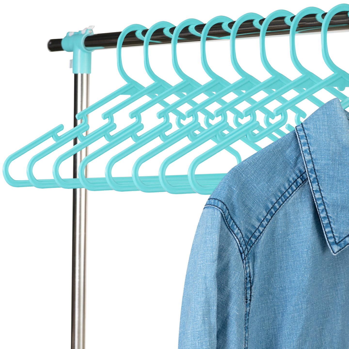 Séchoir à linge vertical pliable 3 niveaux OPTIMUM capacité 30M avec tringle télescopique cintres et pinces blanc et bleu - Image 4