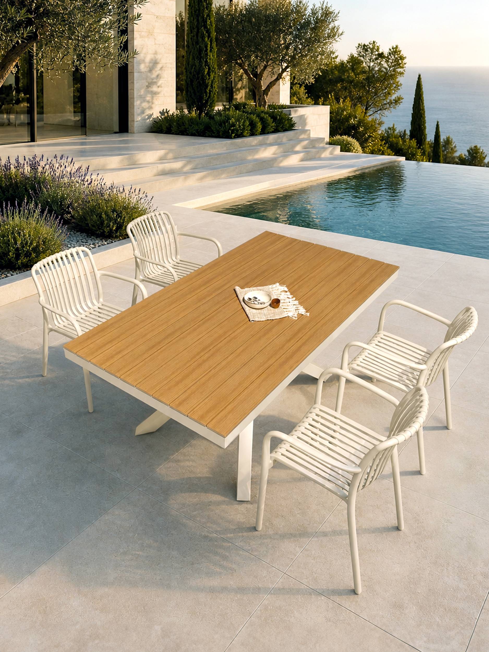 Dcb Garden - Ensemble repas de jardin 4 places en alu - Grège - LAMU - Image 1
