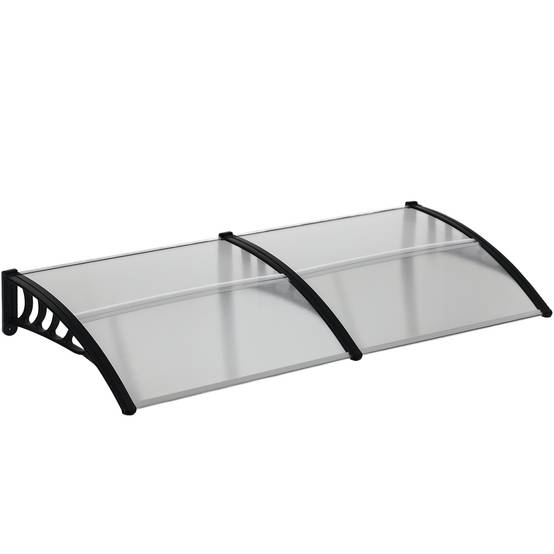 Auvent extérieur pour fenêtres et portes en polycarbonate et aluminium, 200 x 96 x 27 cm, transparent - Image 1