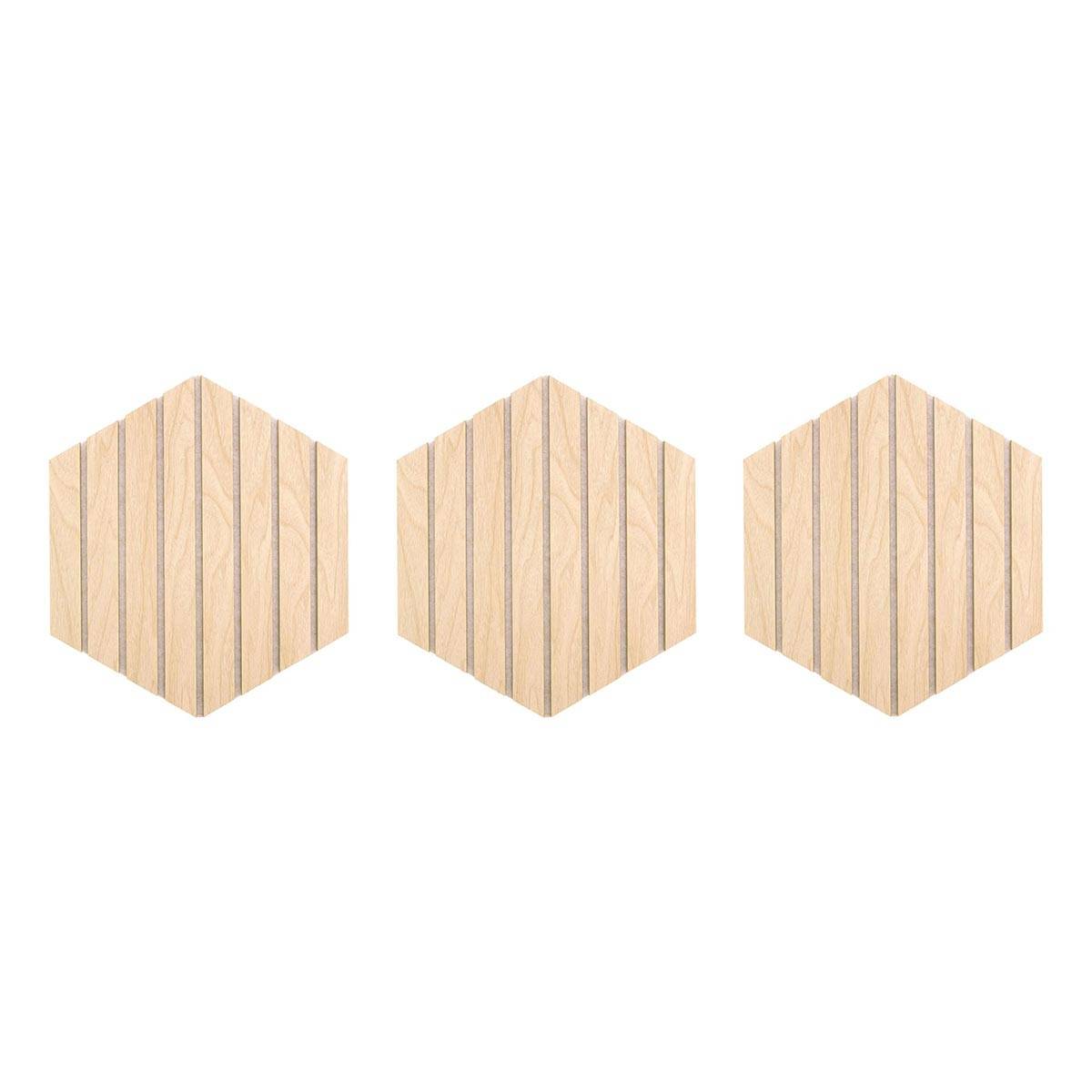 Lot de 3 Panneaux Déco Hexagonal "Colva" 30x26cm Beige - Image 1