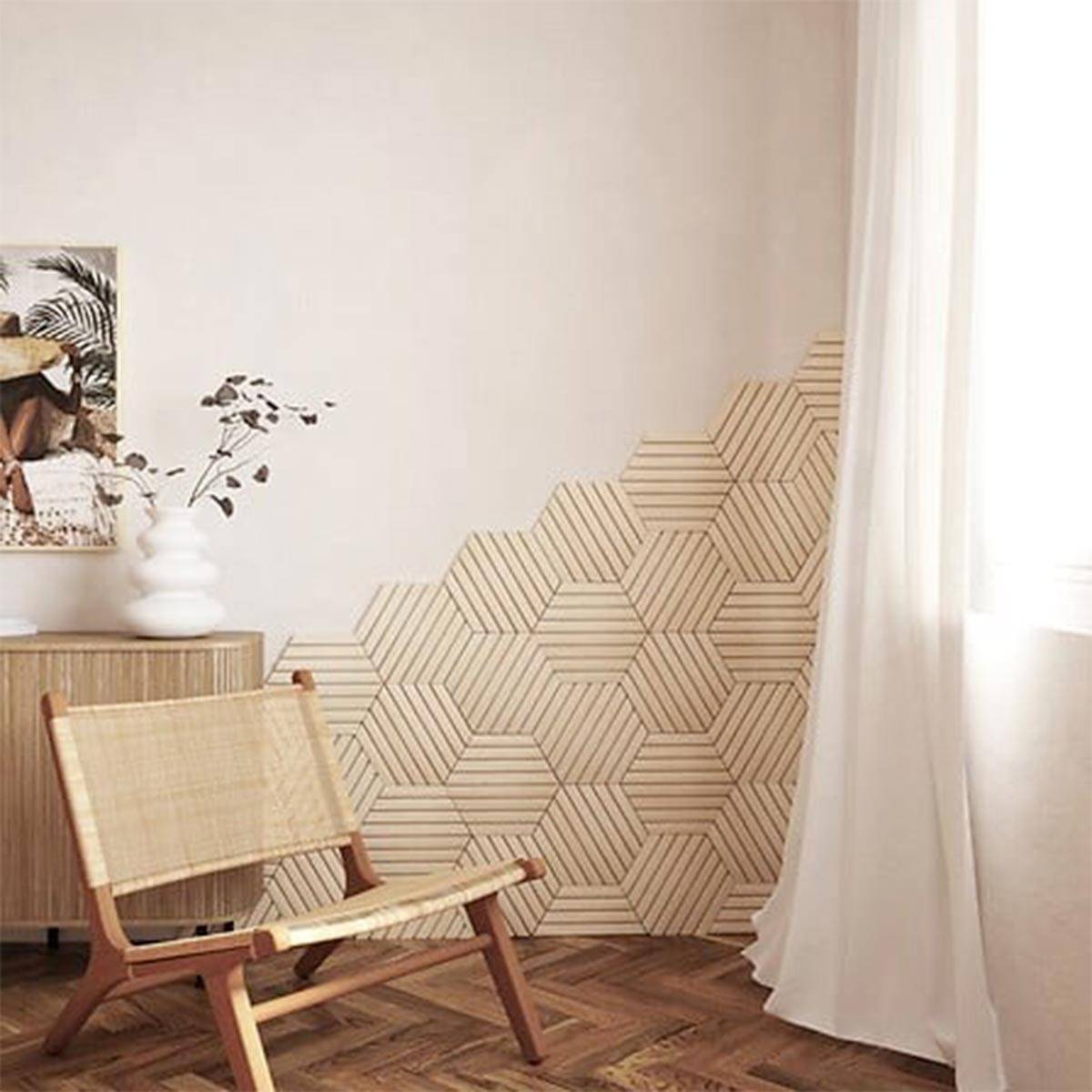 Lot de 3 Panneaux Déco Hexagonal "Colva" 30x26cm Beige - Image 5