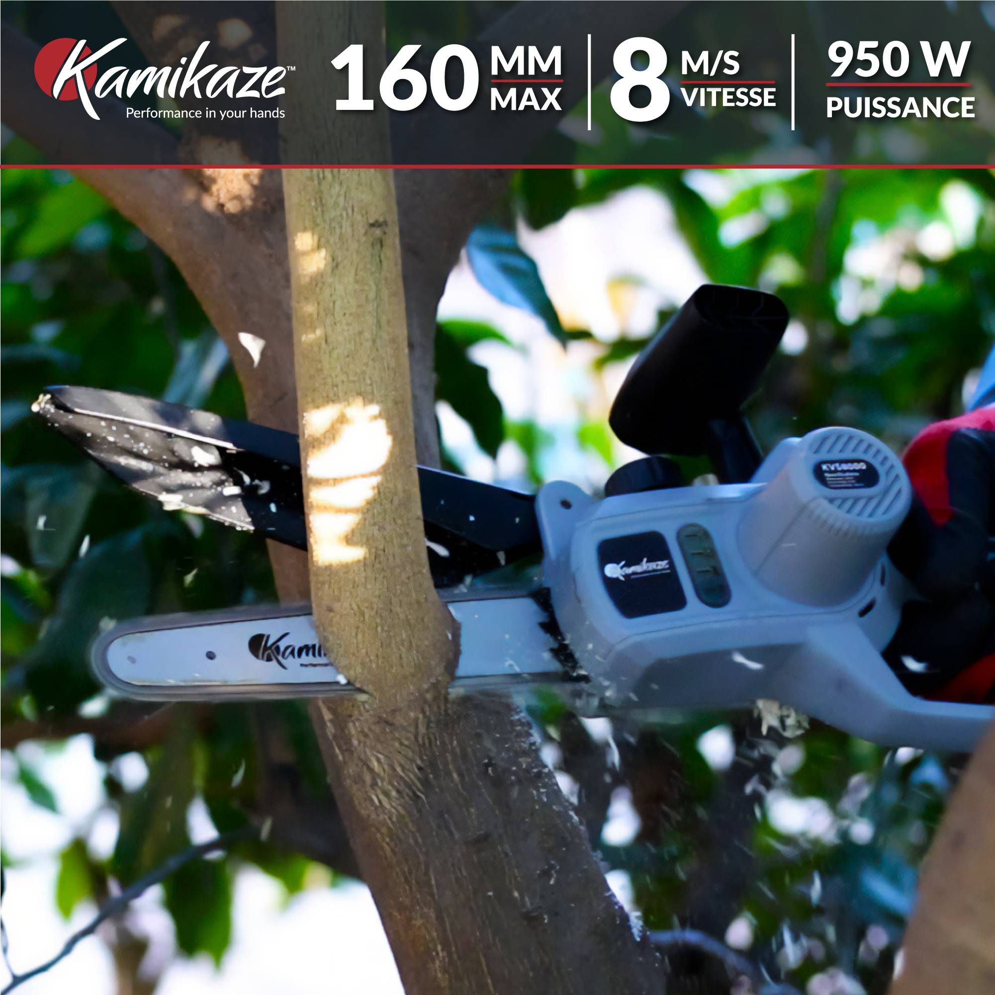 Tronçonneuse électrique KAMIKAZE KVS 8000 21V, 8 pouces, 300W, tronçonneuse électrique sans fil rechargeable avec lumière LED, travail continue - Image 4