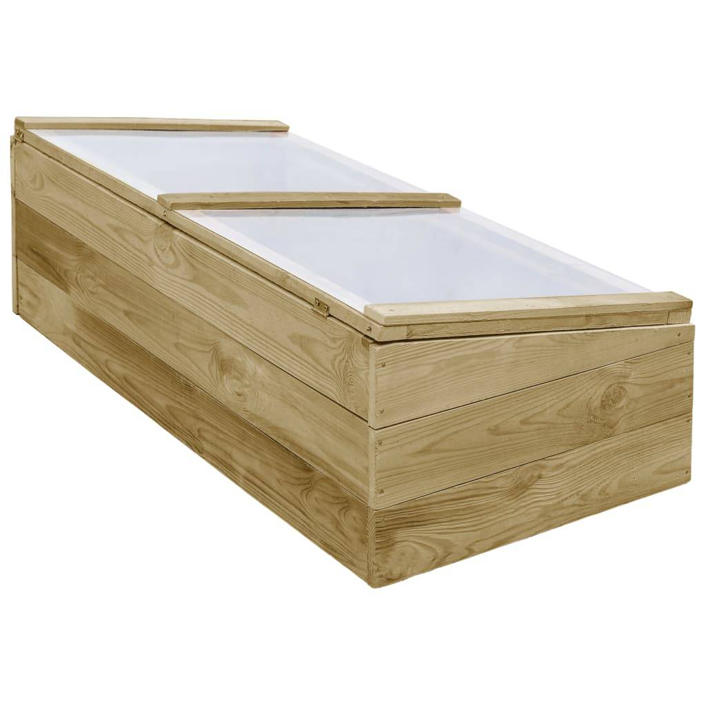 Serre Châssis Bois Pin Imprégné Jardin Protection Semis 100x50cm Naturel - ComfortXL Outdoor Living - Image 3