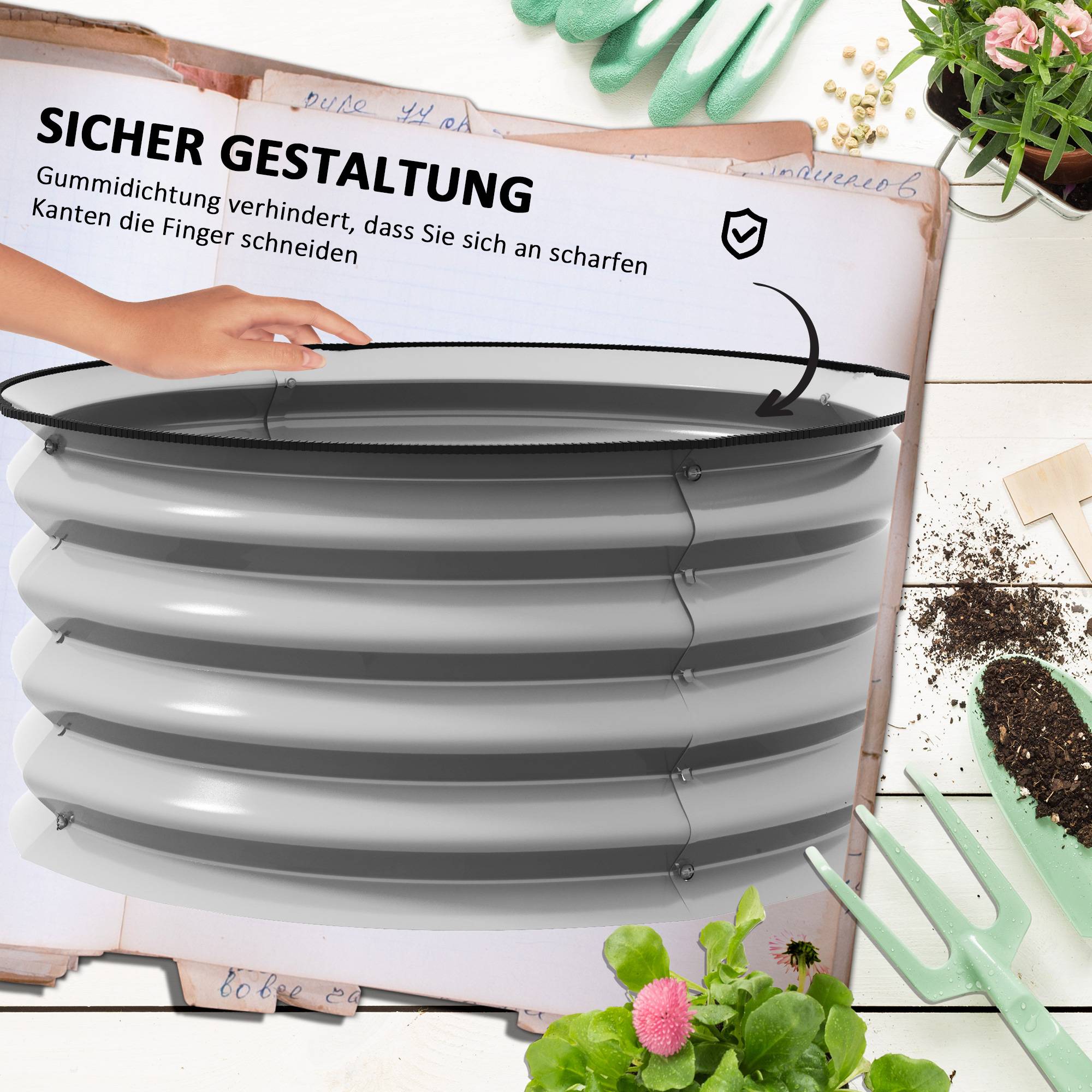 ComfortXL - Lot de 2 Carrés Potagers Métal Jardin Modulable Fond Ouvert Argent 60cm - ComfortXL Outdoor Living - Image 6