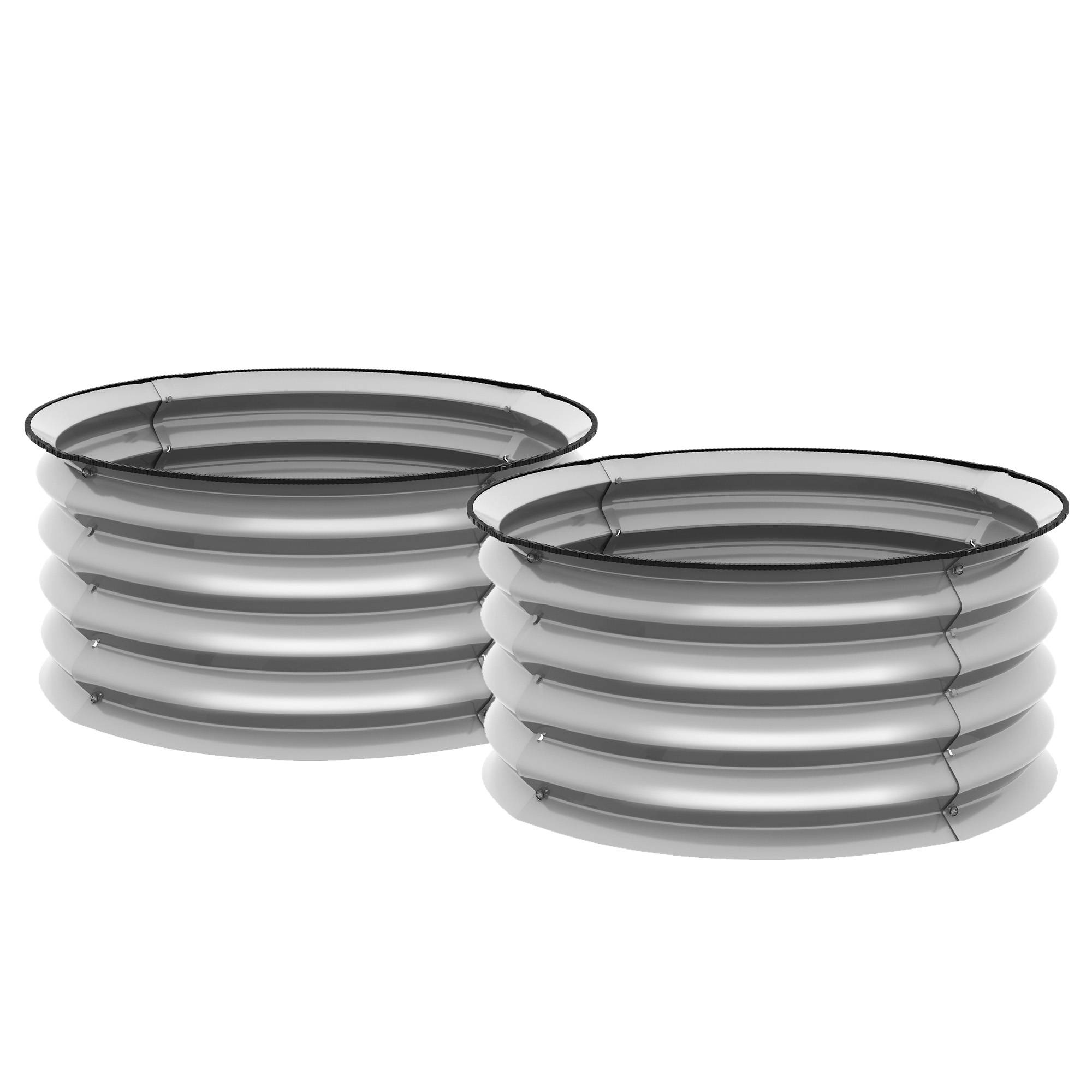 ComfortXL - Lot de 2 Carrés Potagers Métal Jardin Modulable Fond Ouvert Argent 60cm - ComfortXL Outdoor Living - Image 2