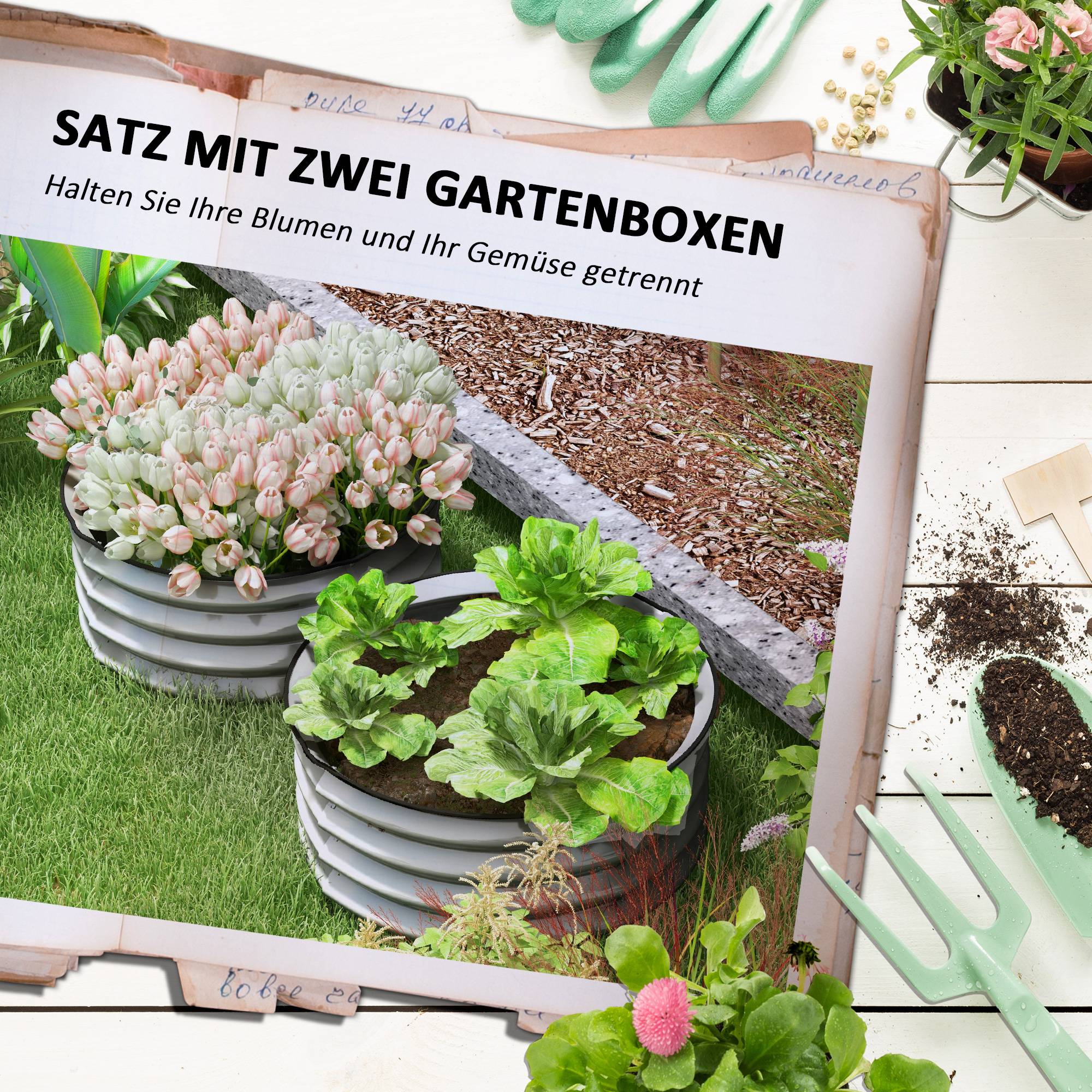 ComfortXL - Lot de 2 Carrés Potagers Métal Jardin Modulable Fond Ouvert Argent 60cm - ComfortXL Outdoor Living - Image 4
