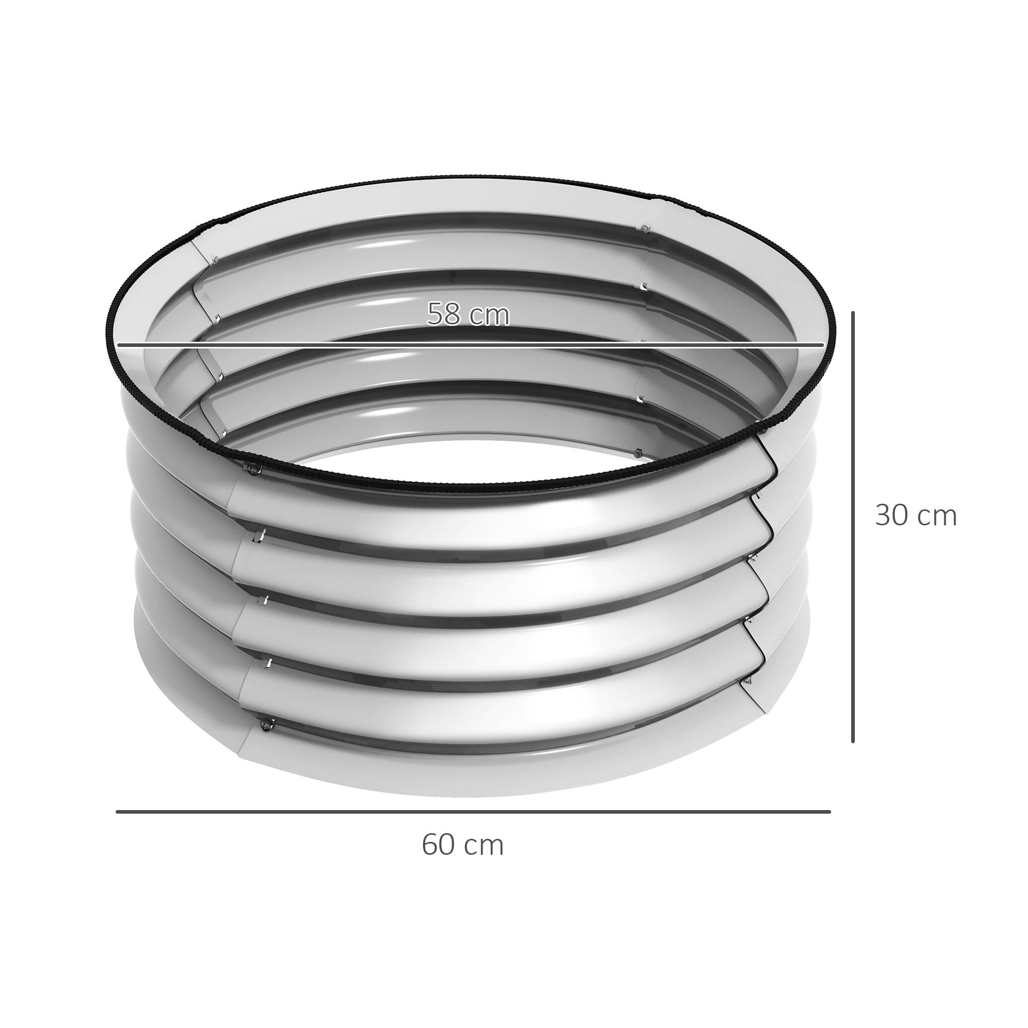 ComfortXL - Lot de 2 Carrés Potagers Métal Jardin Modulable Fond Ouvert Argent 60cm - ComfortXL Outdoor Living - Image 3