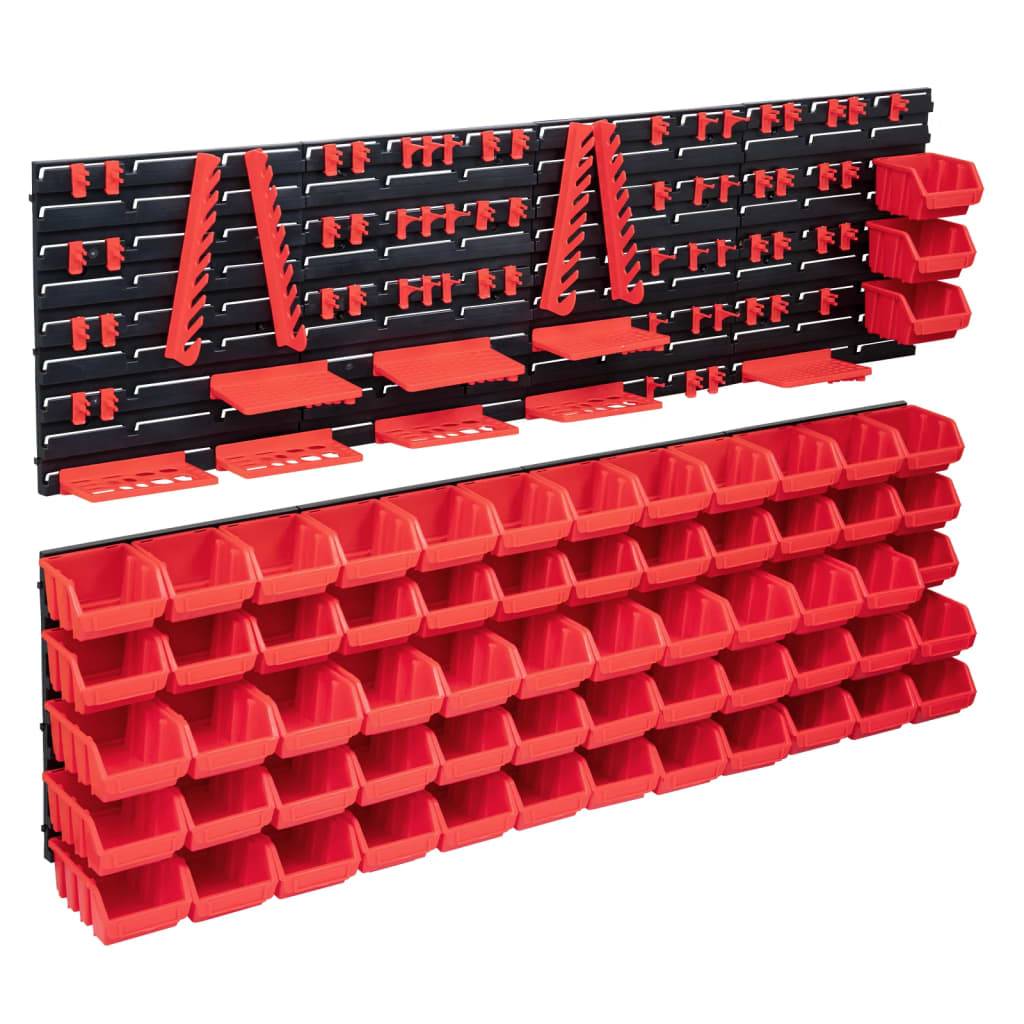 Helloshop26 - Kit de bacs de stockage et panneaux muraux 141 pièces rouge et noir - Image 1