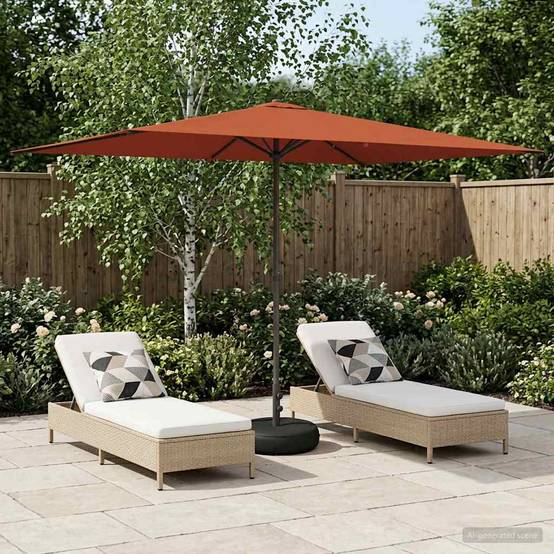 Parasol de jardin polyester et acier terre cuite 290 x 190 x 228 cm - PANGIVO - Image 1
