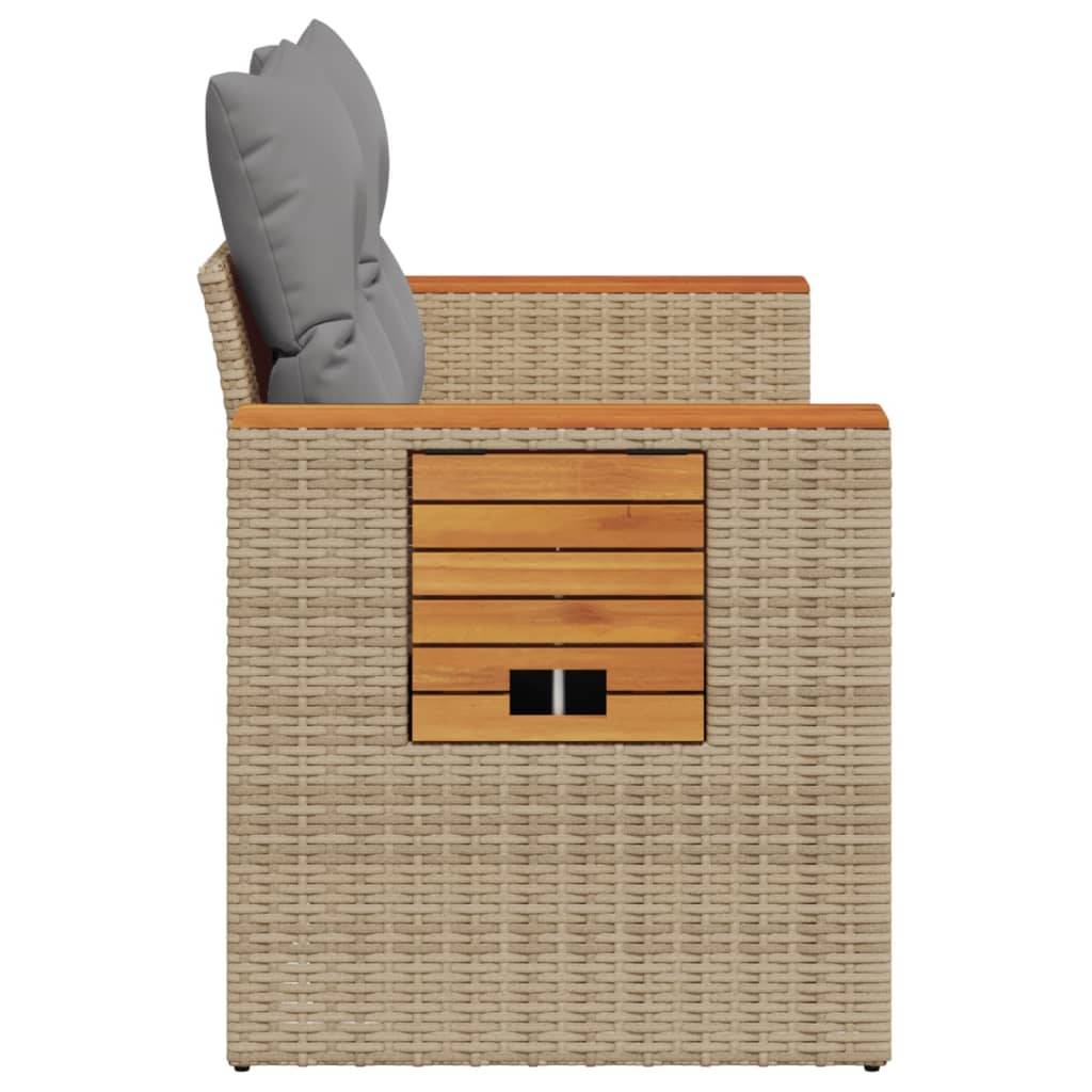 ComfortXL - Canapé Extérieur 2 Places Résine Beige Acacia Tablette et Coussins Gris Clair – ComfortXL Outdoor Living - Image 5