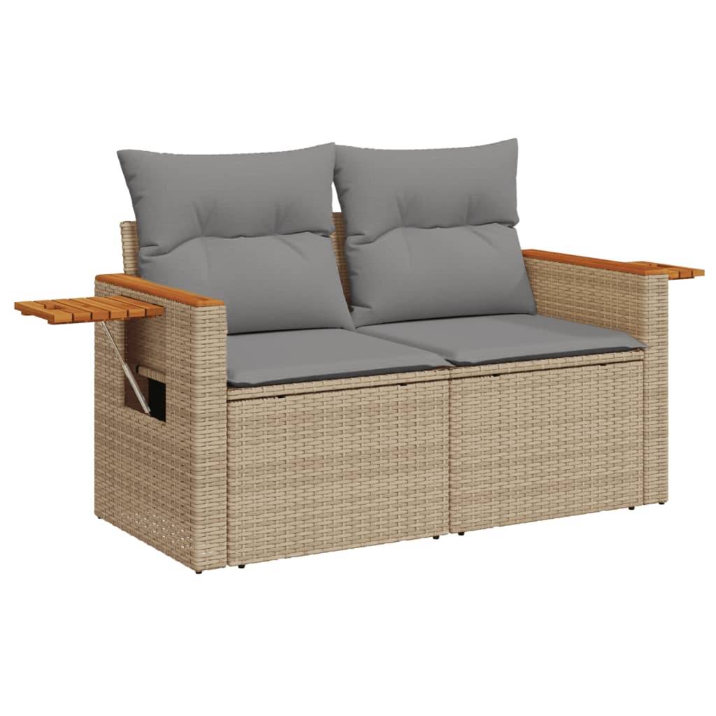 ComfortXL - Canapé Extérieur 2 Places Résine Beige Acacia Tablette et Coussins Gris Clair – ComfortXL Outdoor Living - Image 8