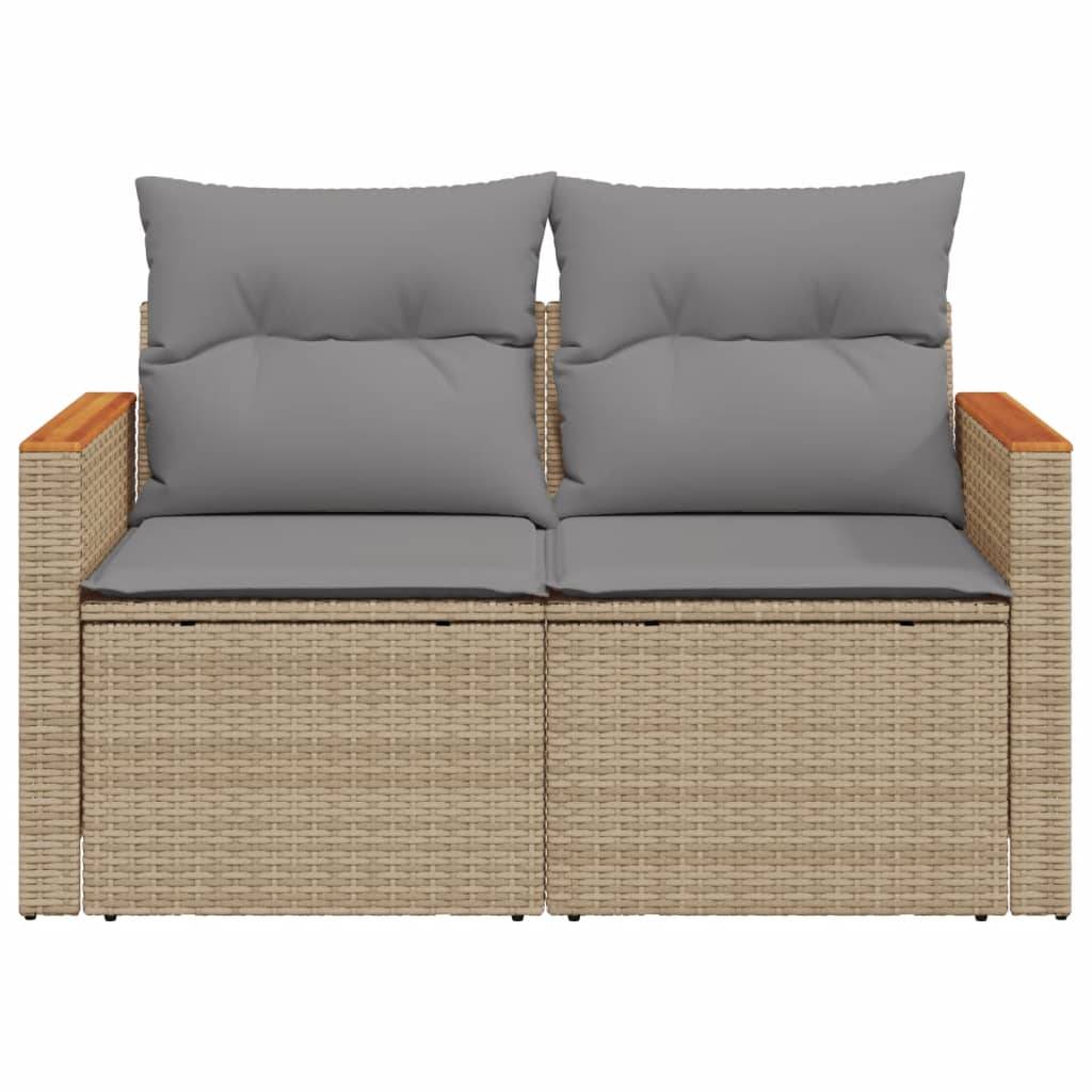 ComfortXL - Canapé Extérieur 2 Places Résine Beige Acacia Tablette et Coussins Gris Clair – ComfortXL Outdoor Living - Image 4