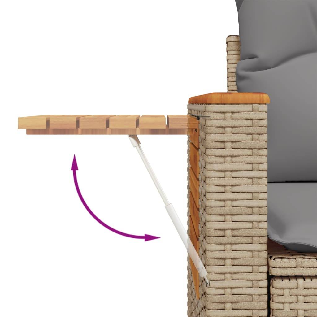 ComfortXL - Canapé Extérieur 2 Places Résine Beige Acacia Tablette et Coussins Gris Clair – ComfortXL Outdoor Living - Image 9