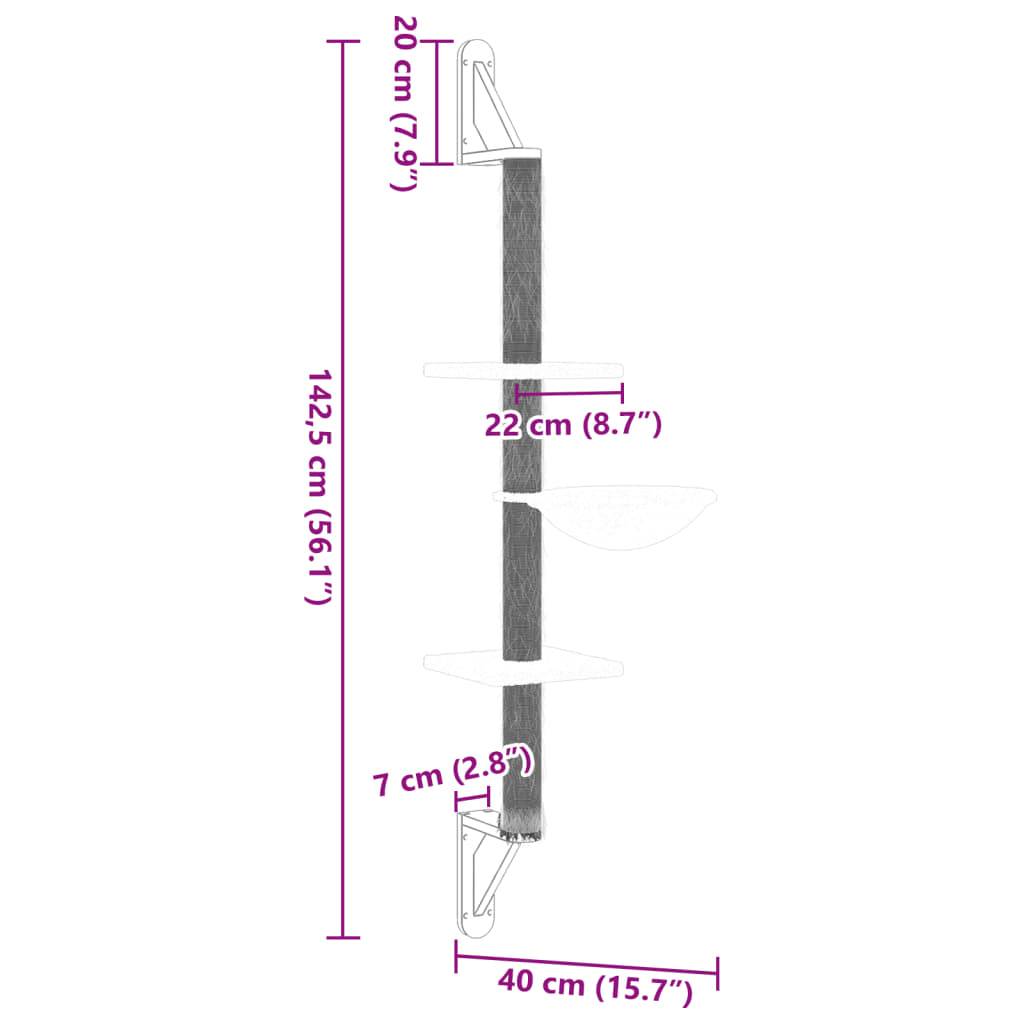 Vidaxl - Arbre à chat mural avec griffoir gris foncé 142,5 cm vidaXL 172397 - Image 8