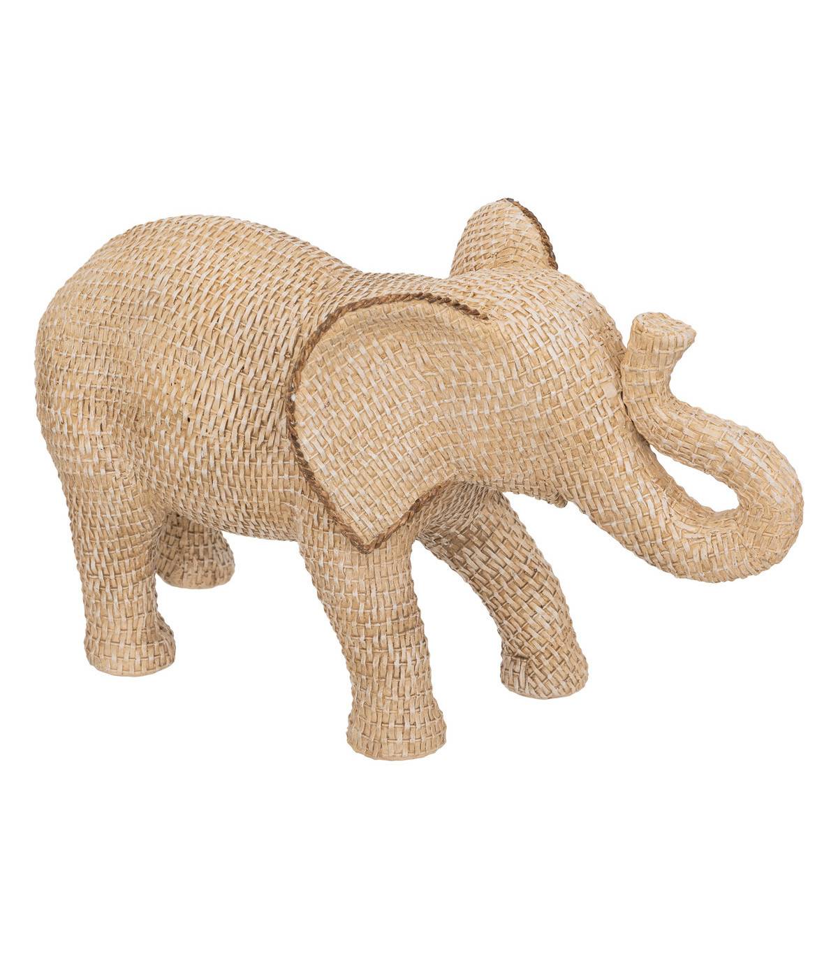 Objet déco Éléphant en résine aspect raphia L 51 cm - Image 1