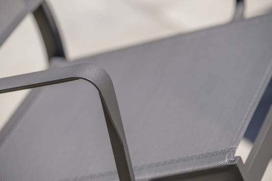 Dcb Garden - Fauteuil de jardin empilable en aluminium et toile plastifiéee - Gris anthracite - STOCKHOLM - Image 4