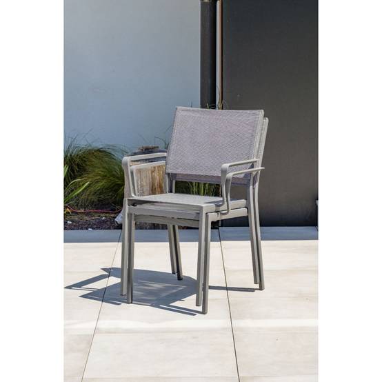 Dcb Garden - Fauteuil de jardin empilable en aluminium et toile plastifiéee - Gris anthracite - STOCKHOLM - Image 5