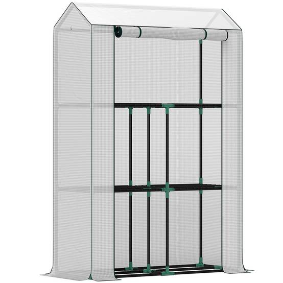 Serre Balcon Acier 3 Niveaux Housse Anti-UV Semis Plantes 100x40x150cm Blanc - ComfortXL Outdoor Living - Image 2