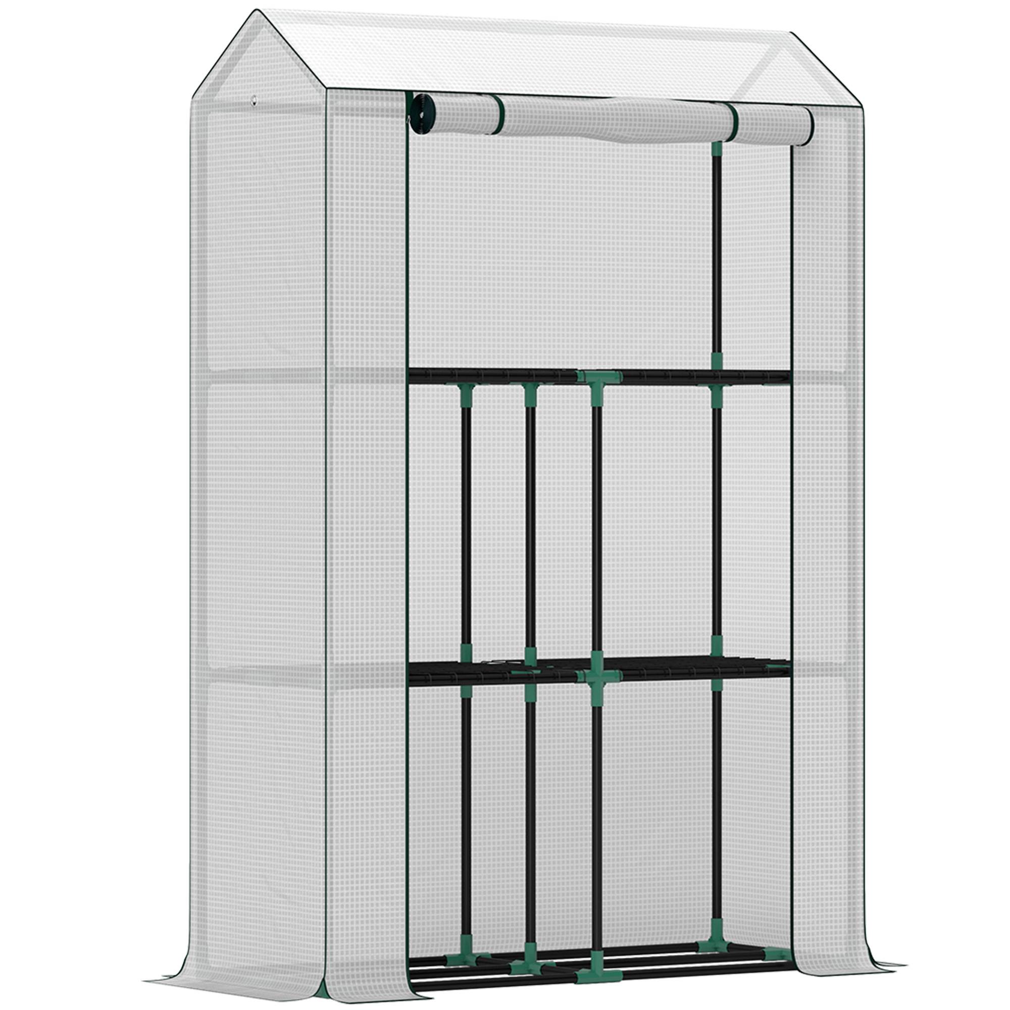 Serre Balcon Acier 3 Niveaux Housse Anti-UV Semis Plantes 100x40x150cm Blanc - ComfortXL Outdoor Living - Image 2