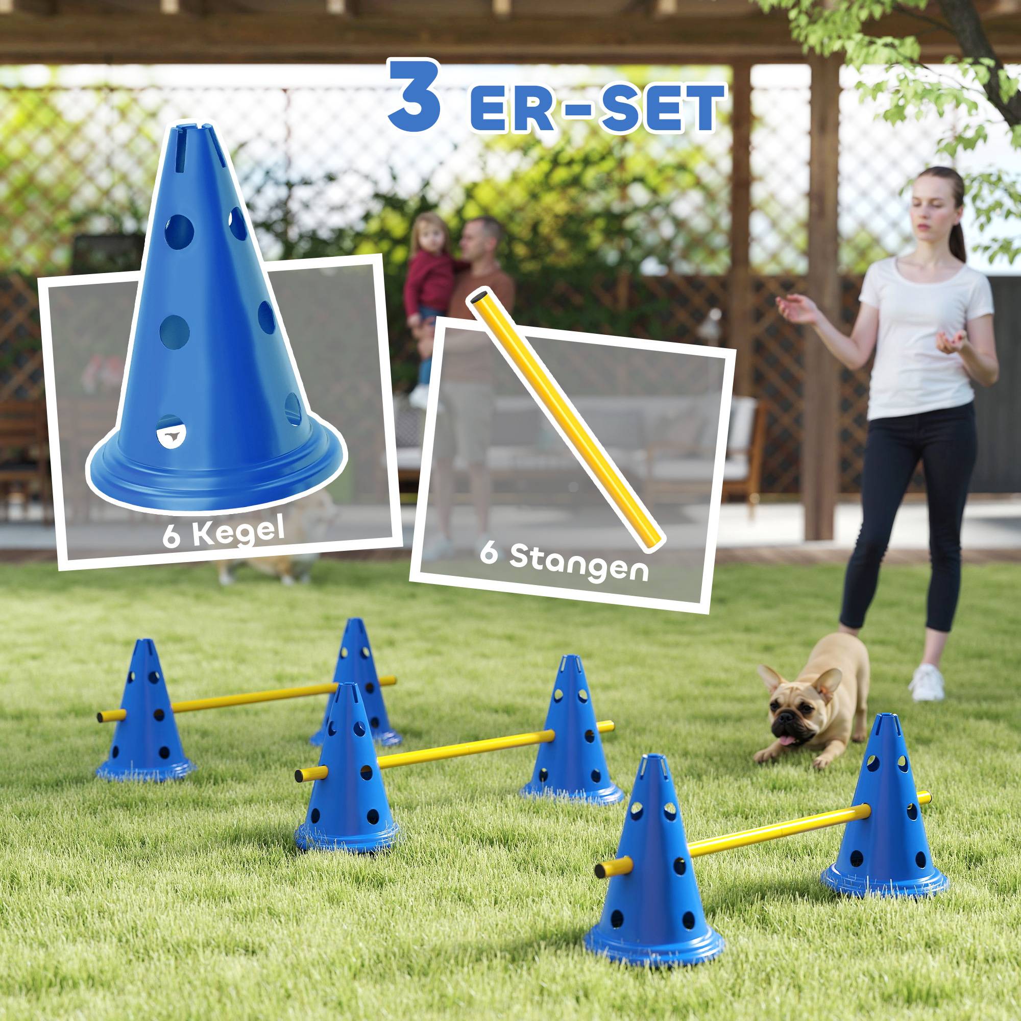 ComfortXL - Haies agilité chien ABS 3 pièces 80 x 22,5 x 30 cm hauteur réglable entraînement - ComfortXL Outdoor Living - Image 6